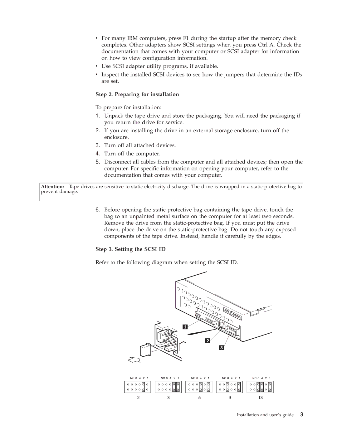 IBM HH LTO manual Preparing for installation, Setting the Scsi ID 