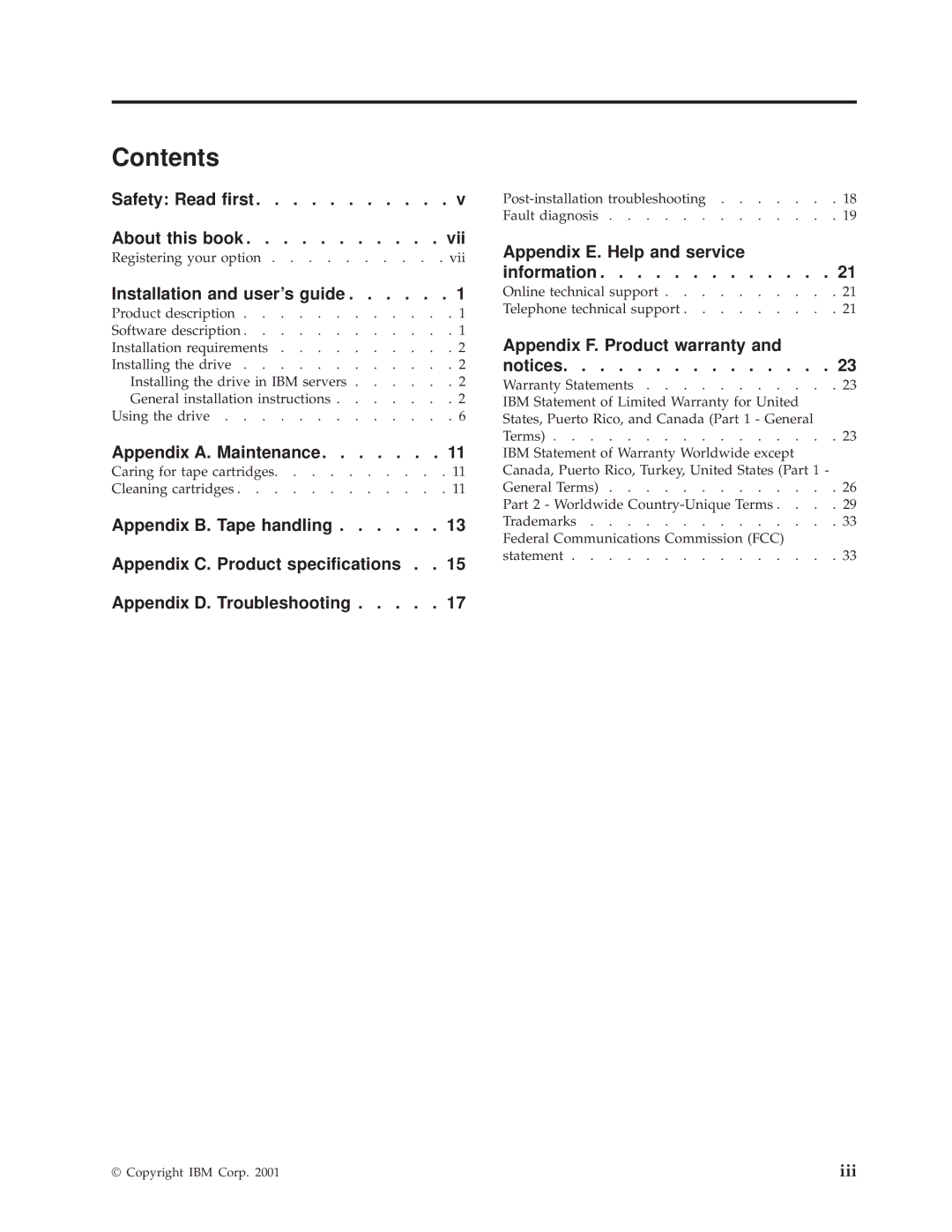 IBM HH LTO manual Contents 