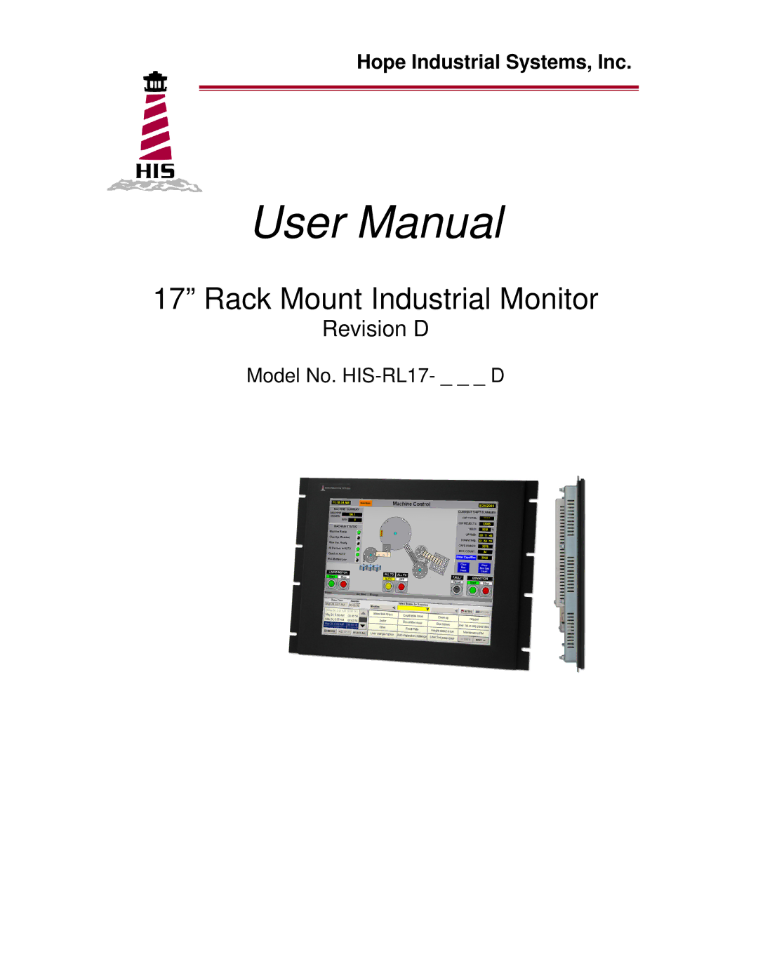 IBM HIS-RL17 user manual Rack Mount Industrial Monitor, Hope Industrial Systems, Inc 