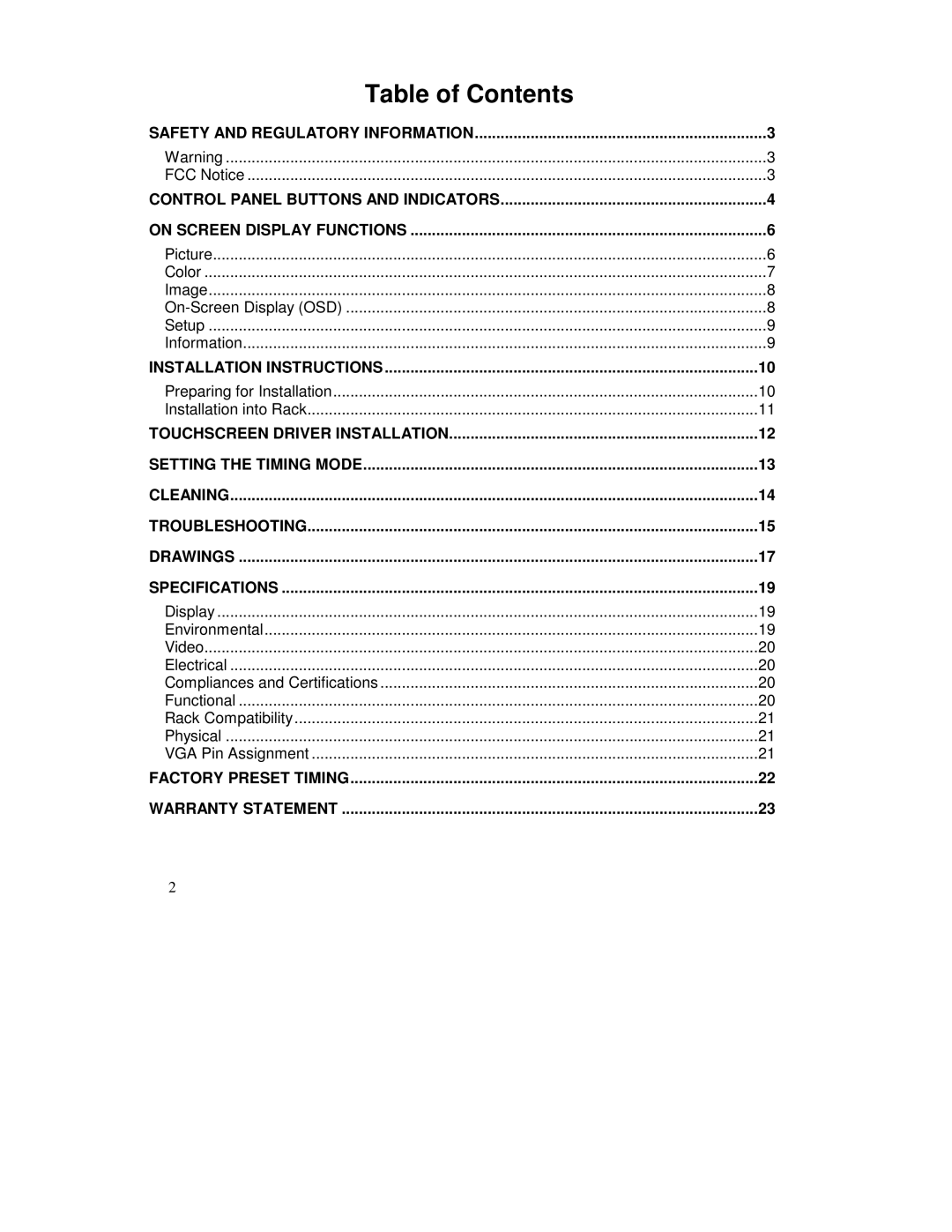 IBM HIS-RL17 user manual Table of Contents 