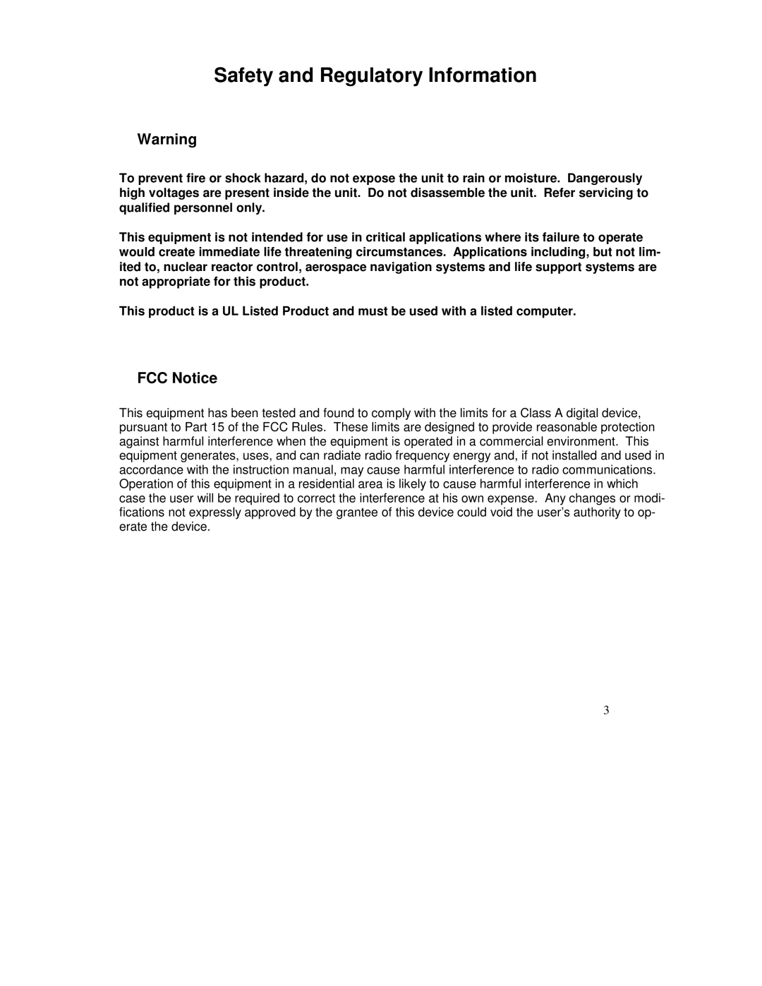 IBM HIS-RL17 user manual Safety and Regulatory Information, FCC Notice 