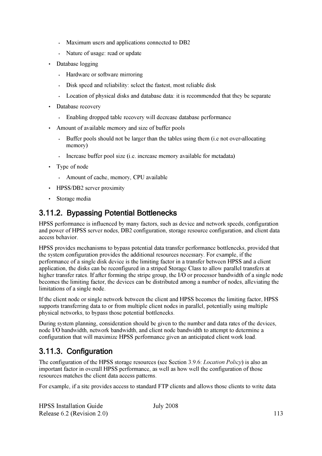 IBM HPSS manual Bypassing Potential Bottlenecks, Configuration, Hpss Installation Guide July Release 6.2 Revision 113 