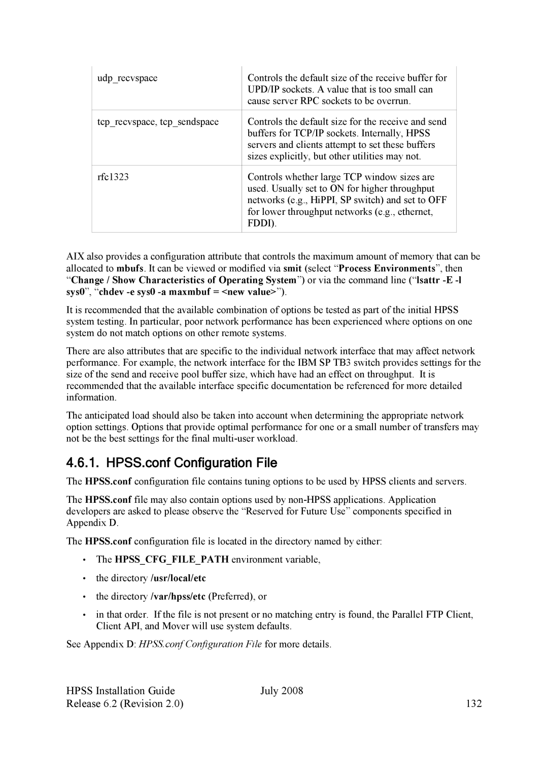 IBM manual HPSS.conf Configuration File, Hpss Installation Guide July Release 6.2 Revision 132 