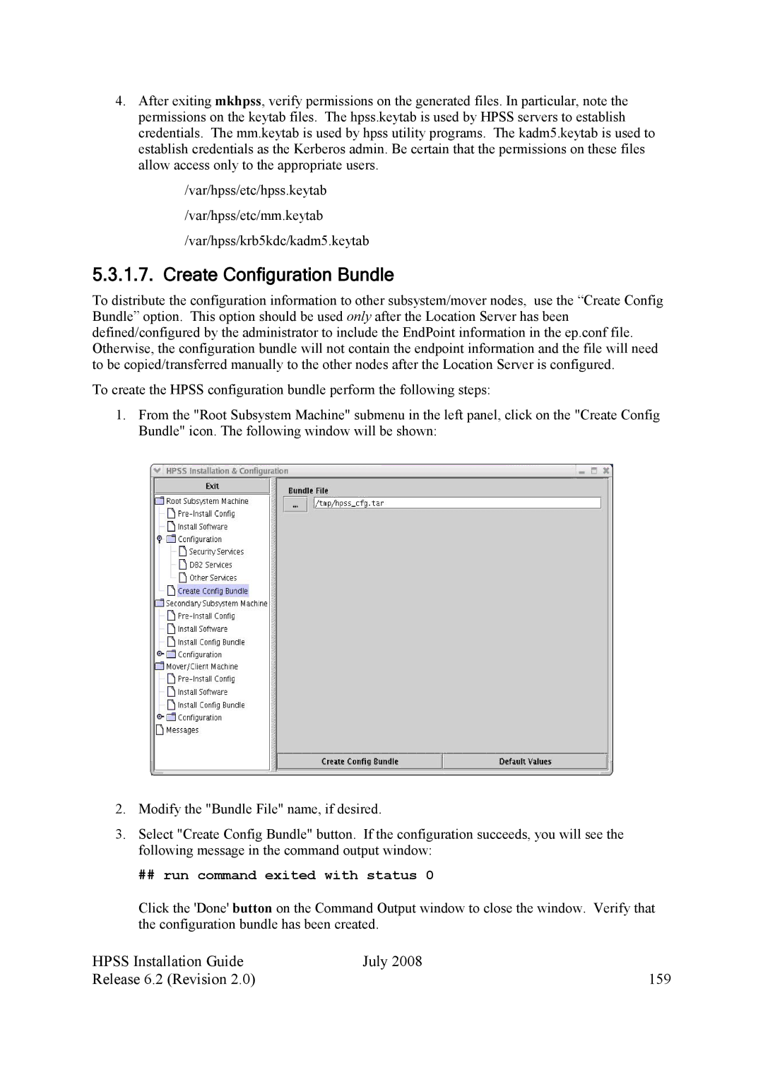 IBM HPSS manual Create Configuration Bundle, Hpss Installation Guide July Release 6.2 Revision 159 