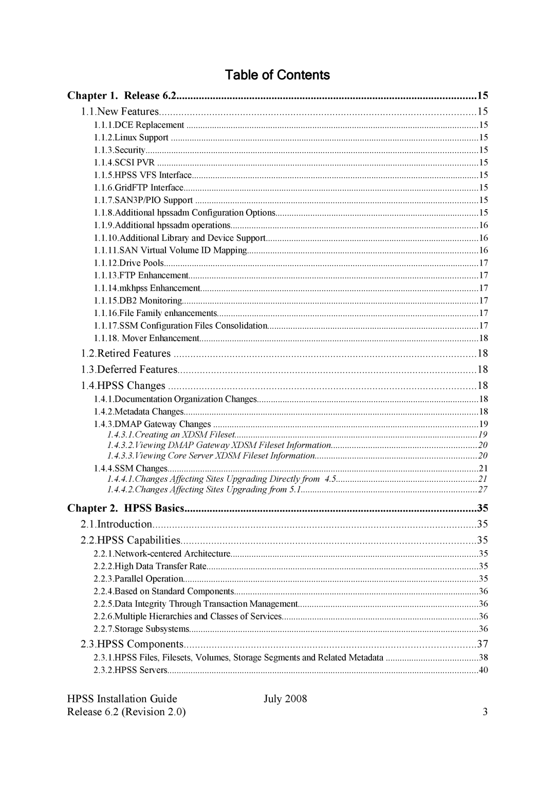 IBM HPSS manual Table of Contents 