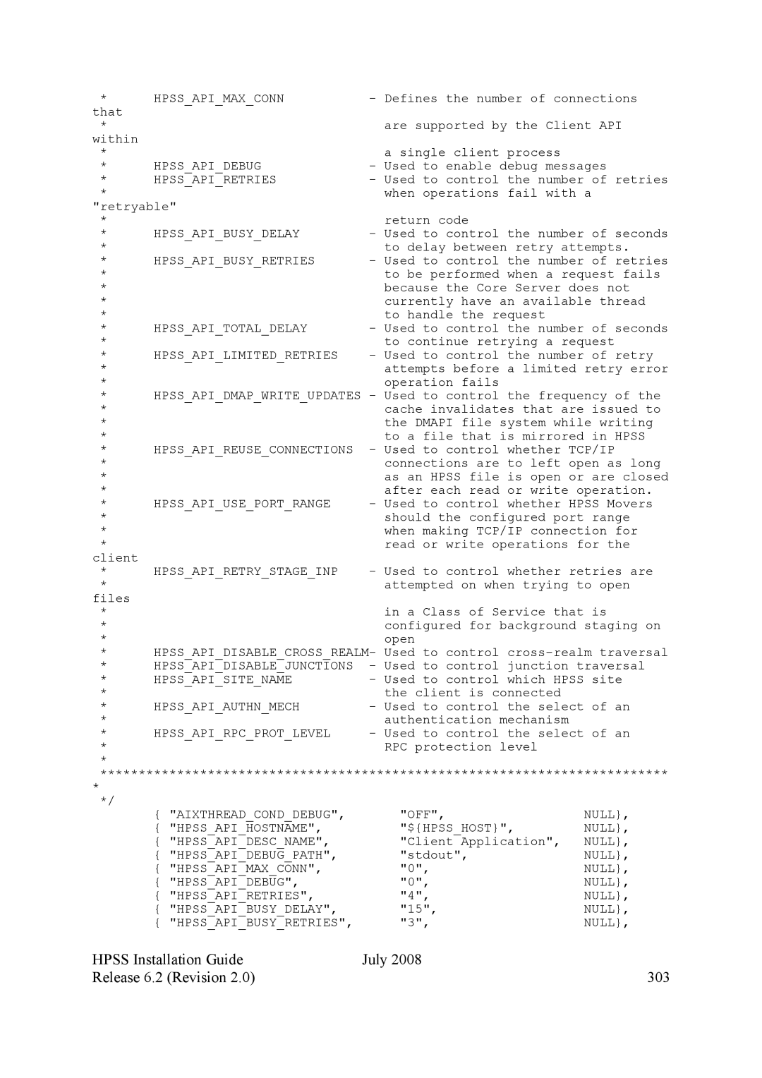 IBM HPSS manual Hpss Installation Guide July Release 6.2 Revision 303, Hpssapimaxconn 