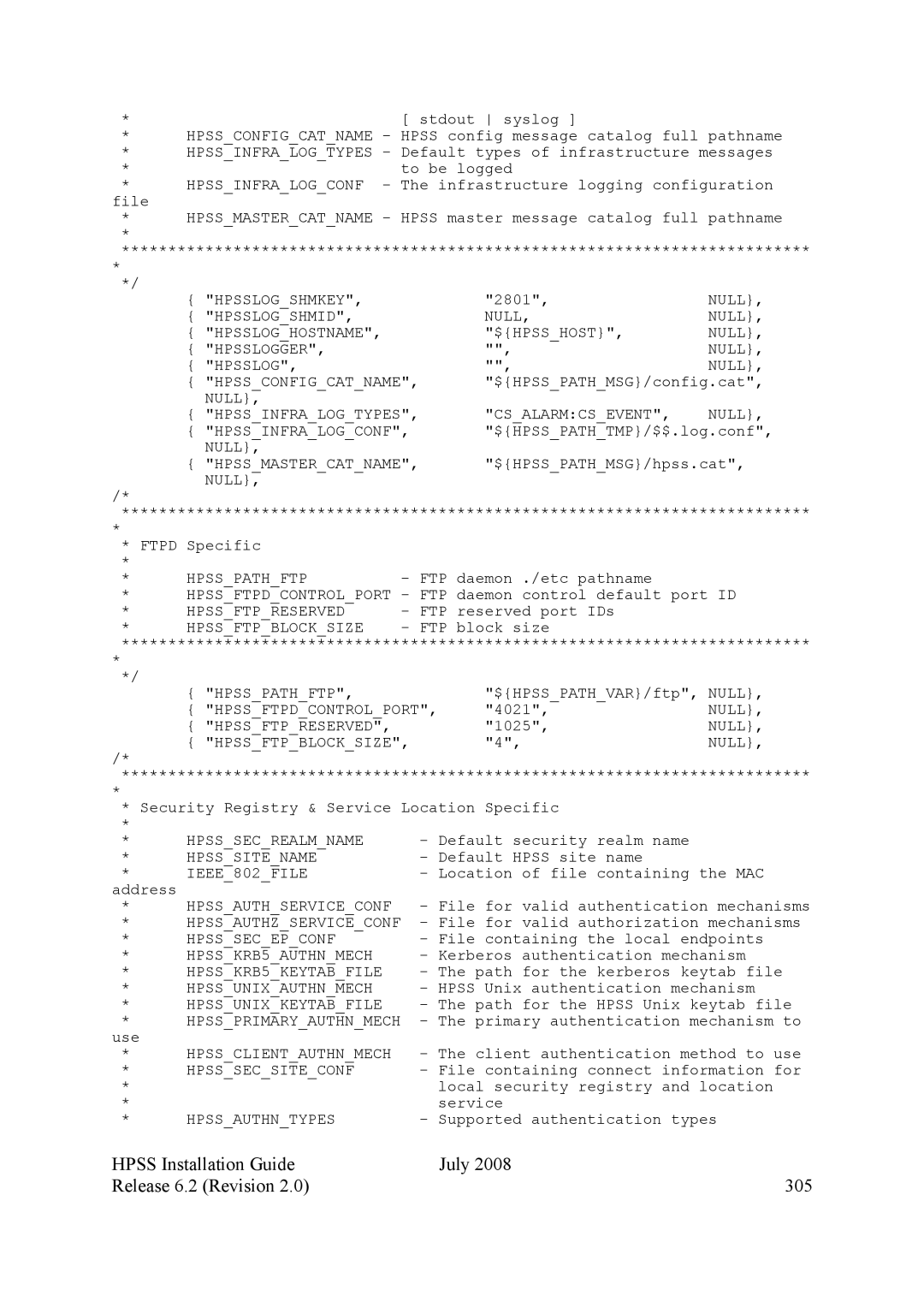 IBM HPSS manual Hpss Installation Guide July Release 6.2 Revision 305, Hpssauthserviceconf 