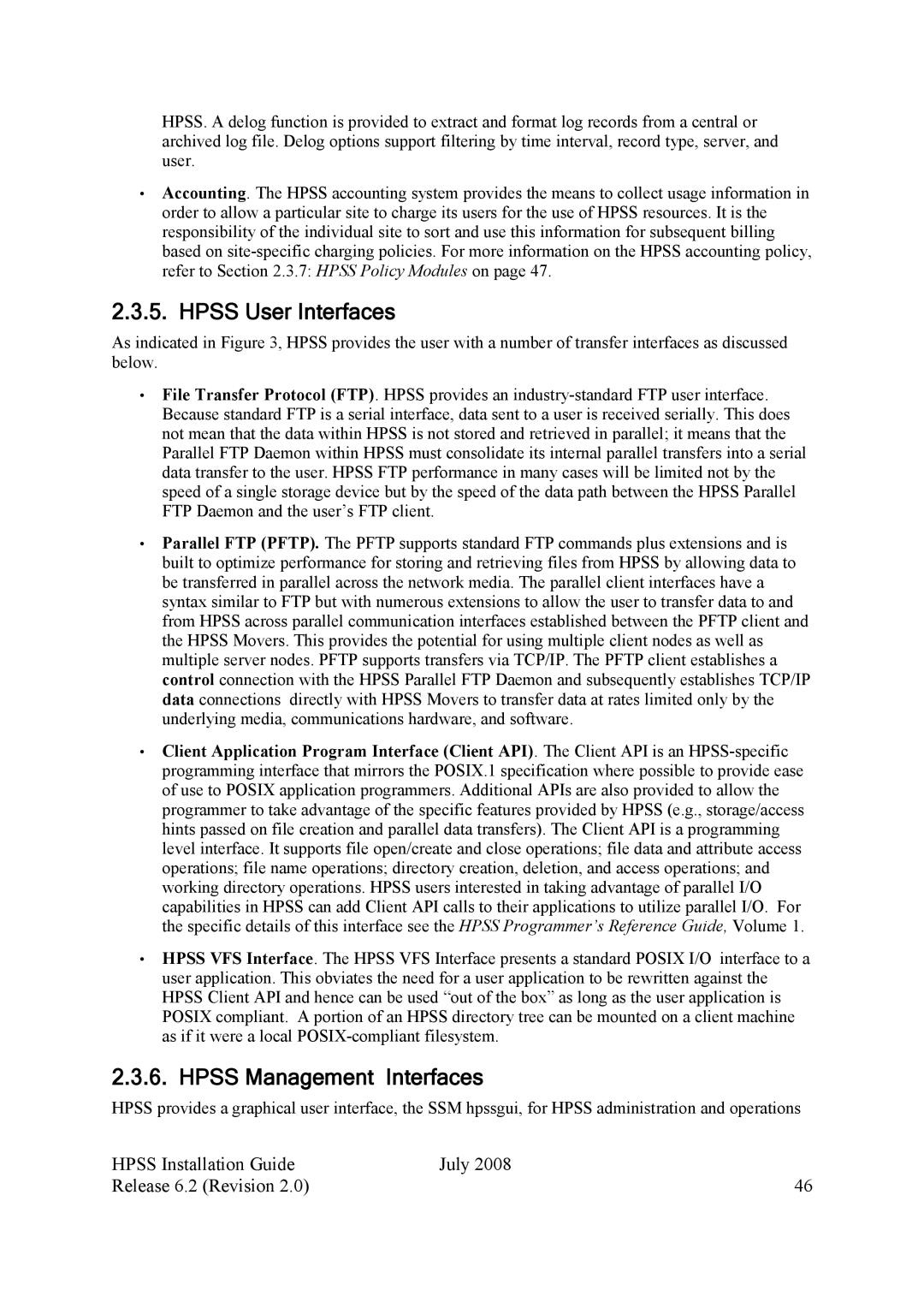 IBM HPSS manual Hpss User Interfaces, Hpss Management Interfaces 