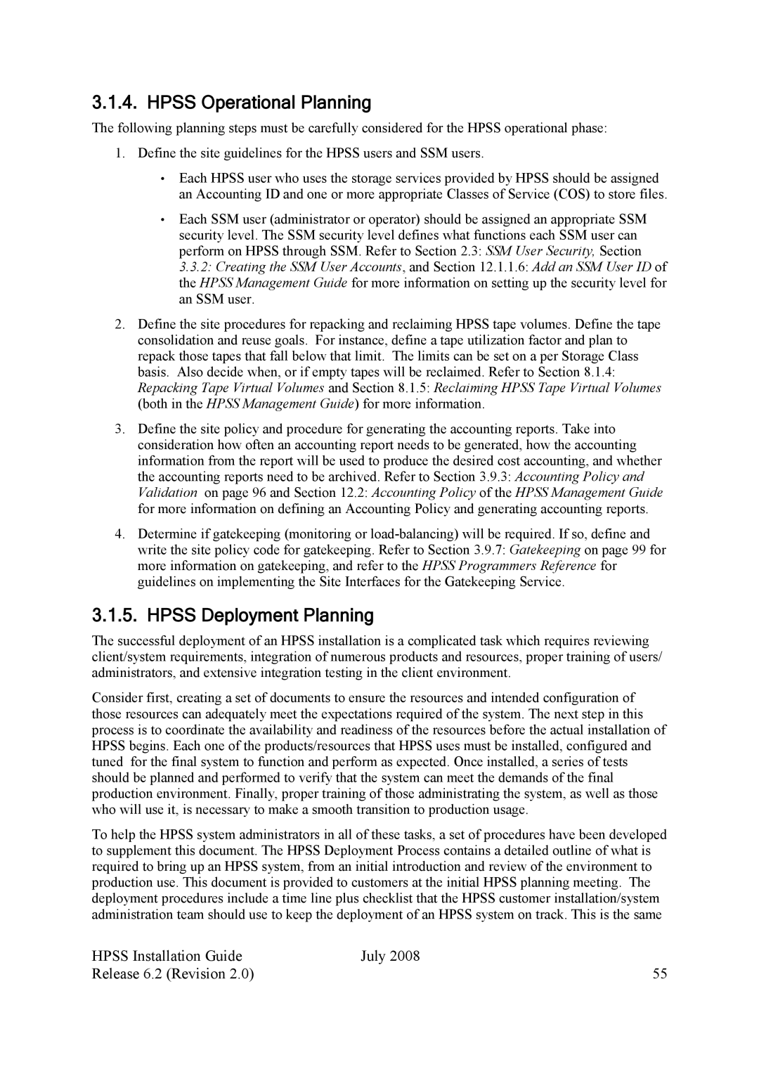 IBM HPSS manual Hpss Operational Planning, Hpss Deployment Planning 