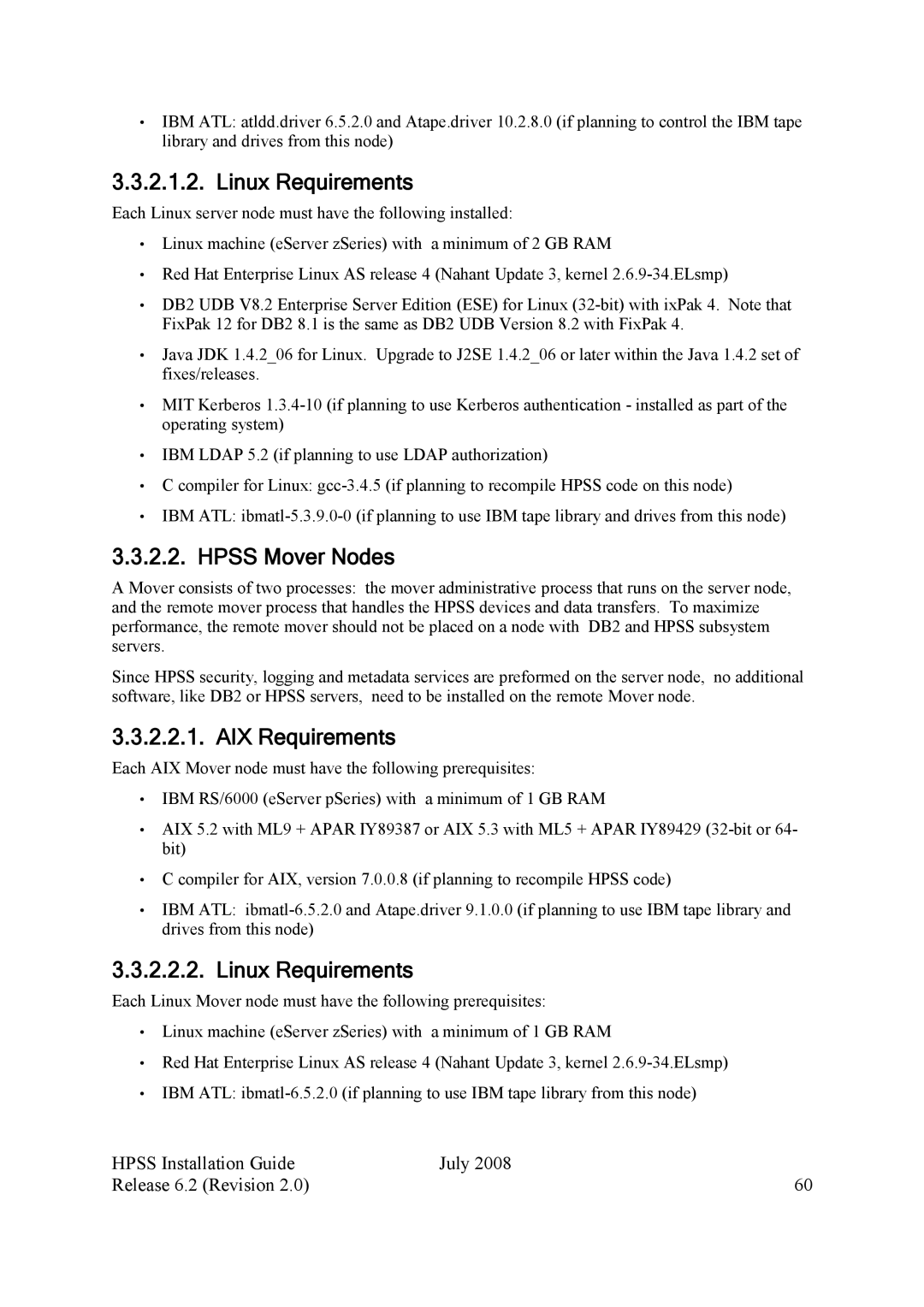 IBM HPSS manual Linux Requirements, Hpss Mover Nodes 