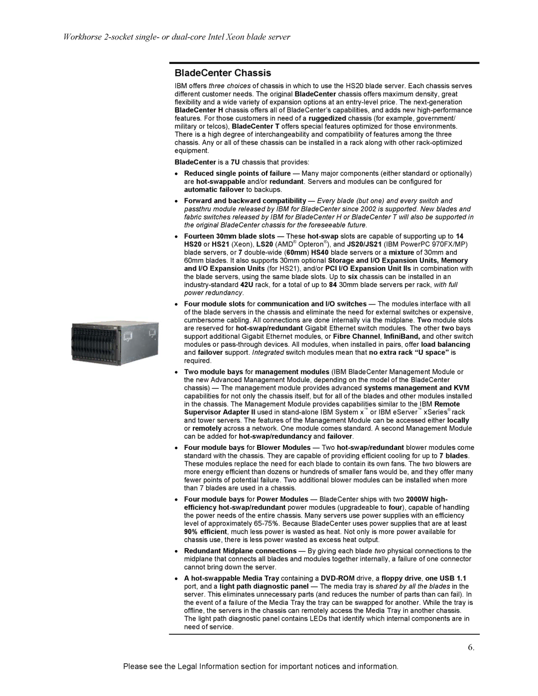 IBM HS20 specifications BladeCenter Chassis 