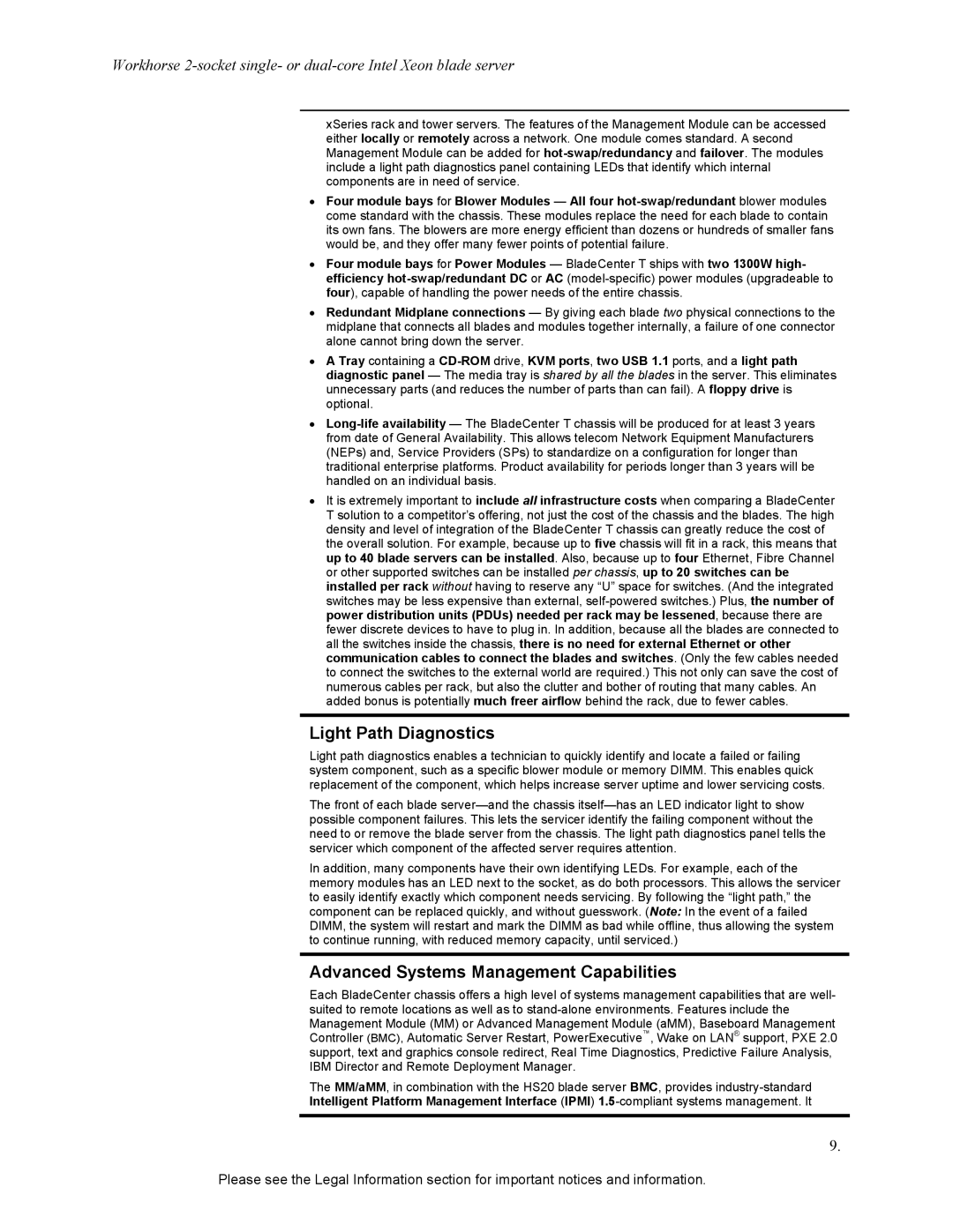 IBM HS20 specifications Light Path Diagnostics, Advanced Systems Management Capabilities 