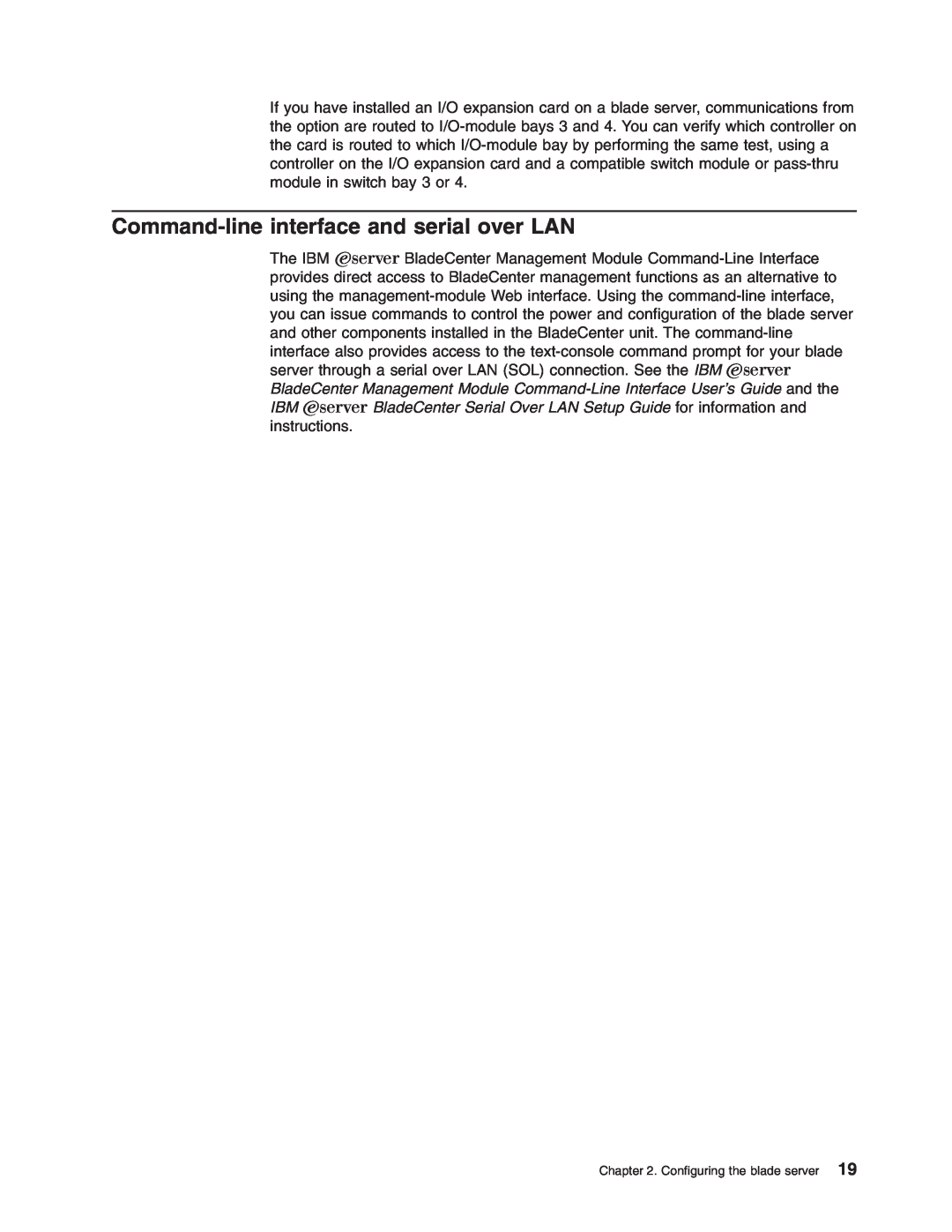 IBM HS40 manual Command-line interface and serial over LAN 