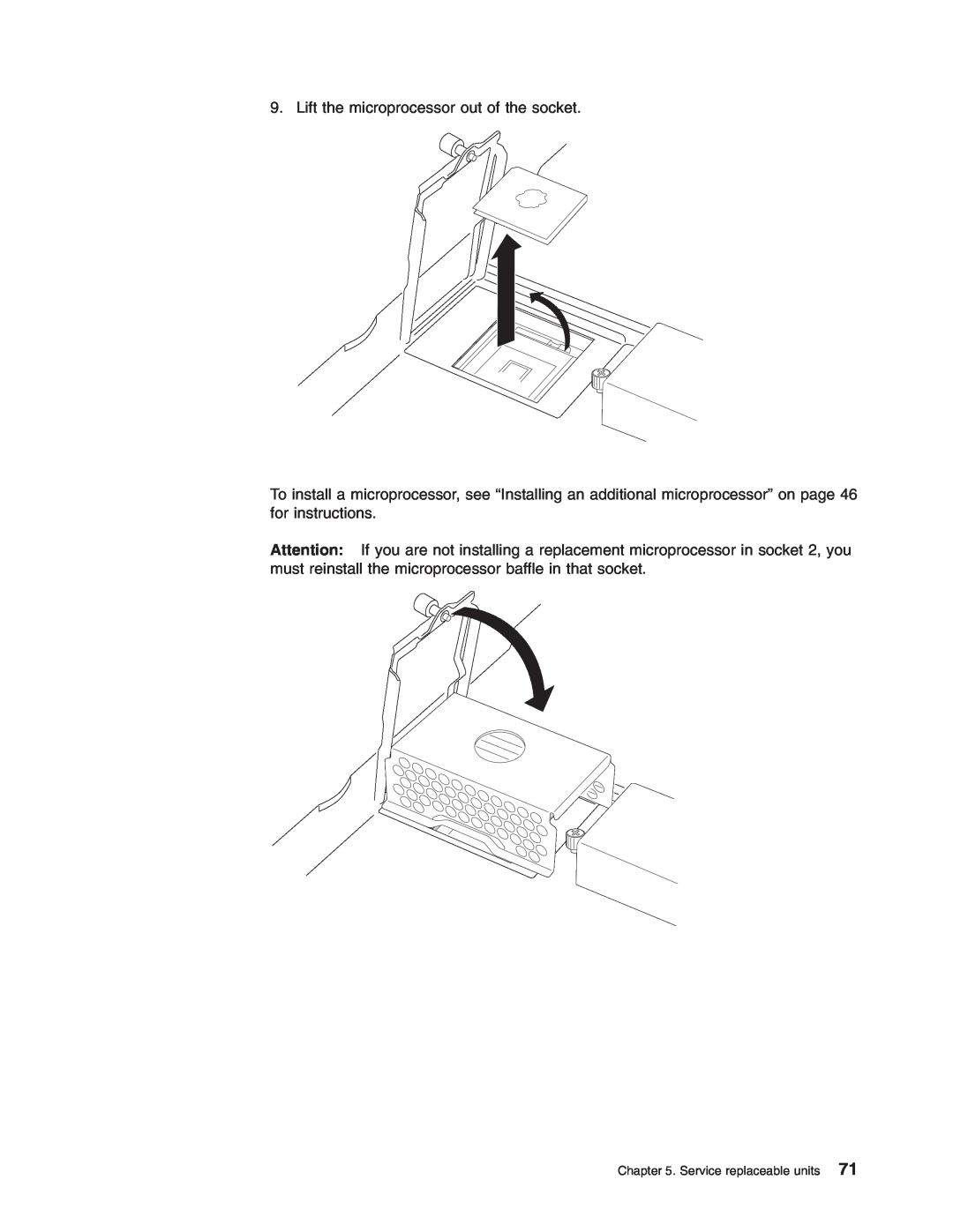 IBM HS40 manual Lift the microprocessor out of the socket 