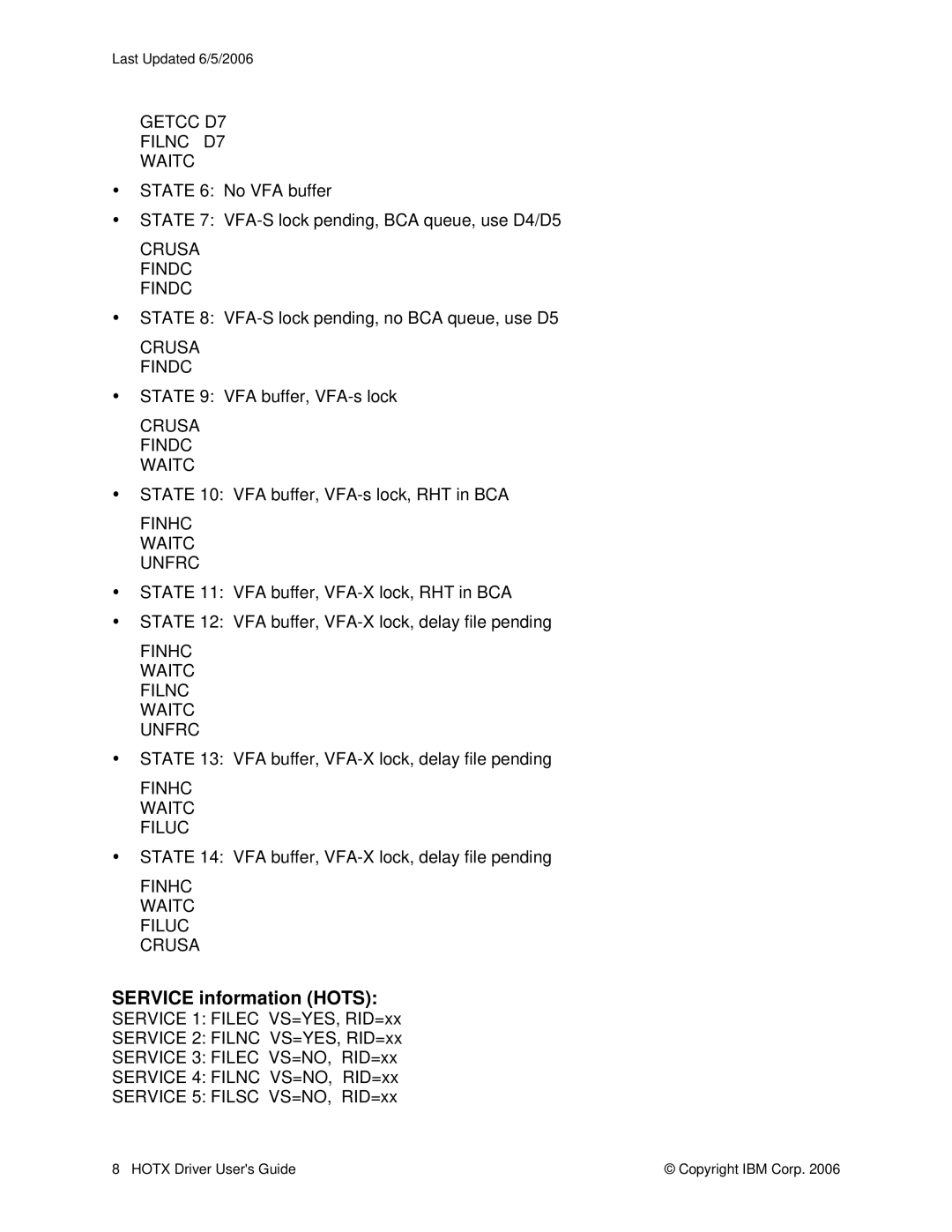 IBM HOTS, HS64, HOTR manual Service information Hots 