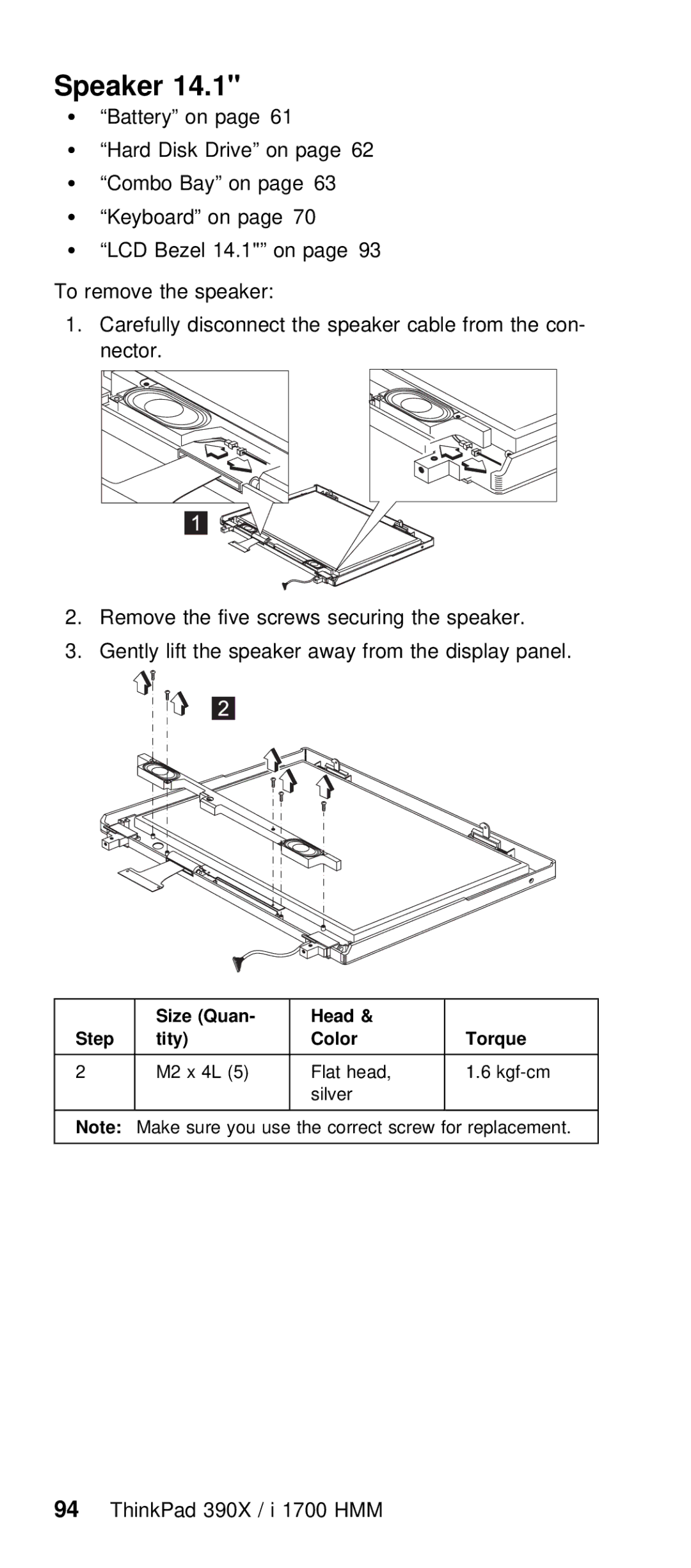 IBM I 1700 manual Speaker 