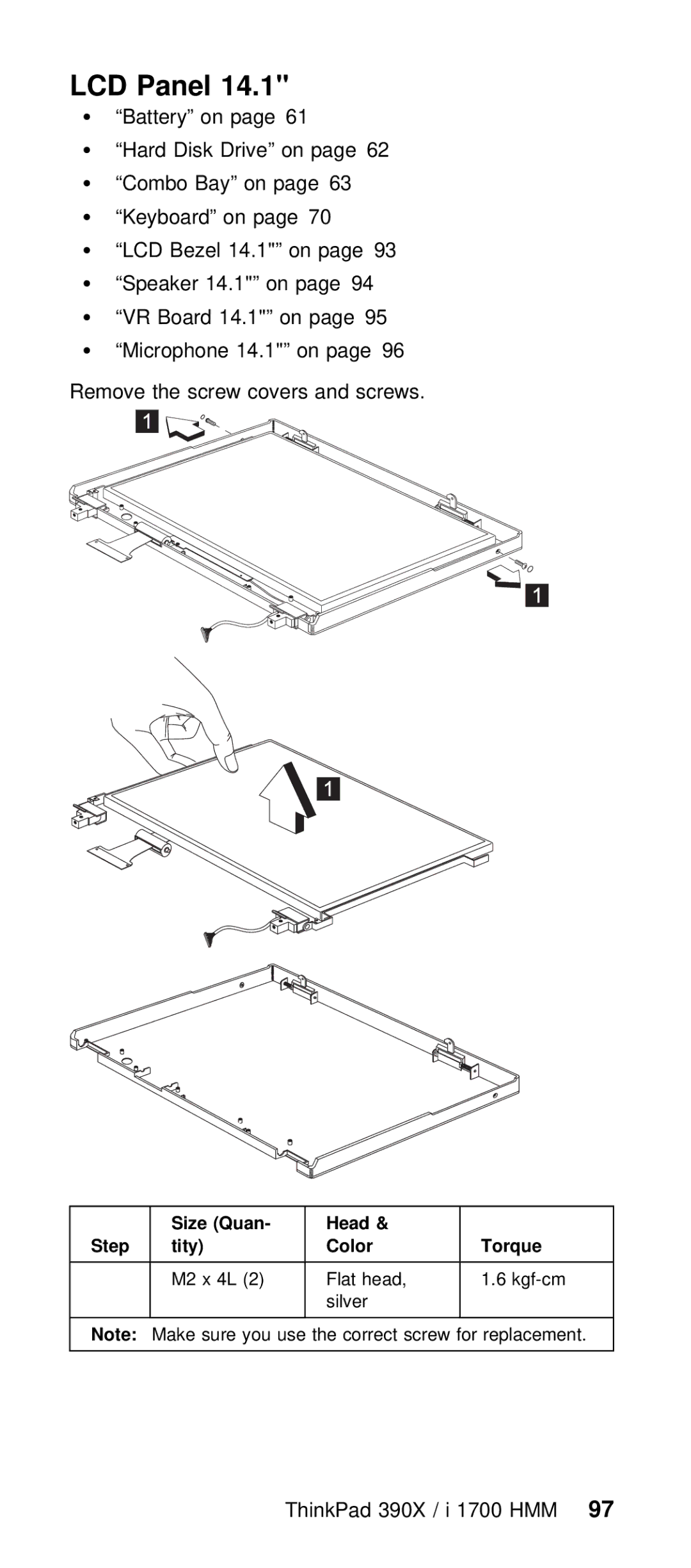 IBM I 1700 manual ThinkPad 390X / i 1700 97HMM, Step Tity 