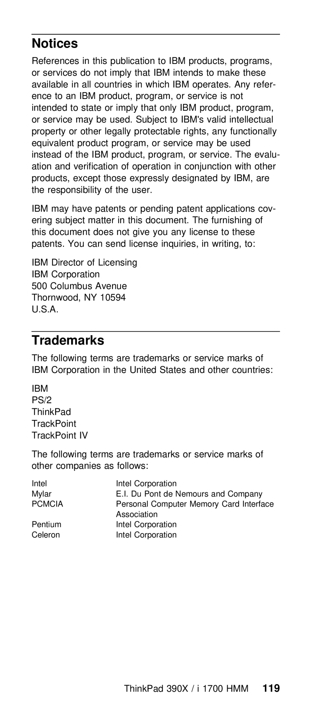 IBM I 1700 manual Following terms Are Trademarks or Service mar, Corporation United States Other 