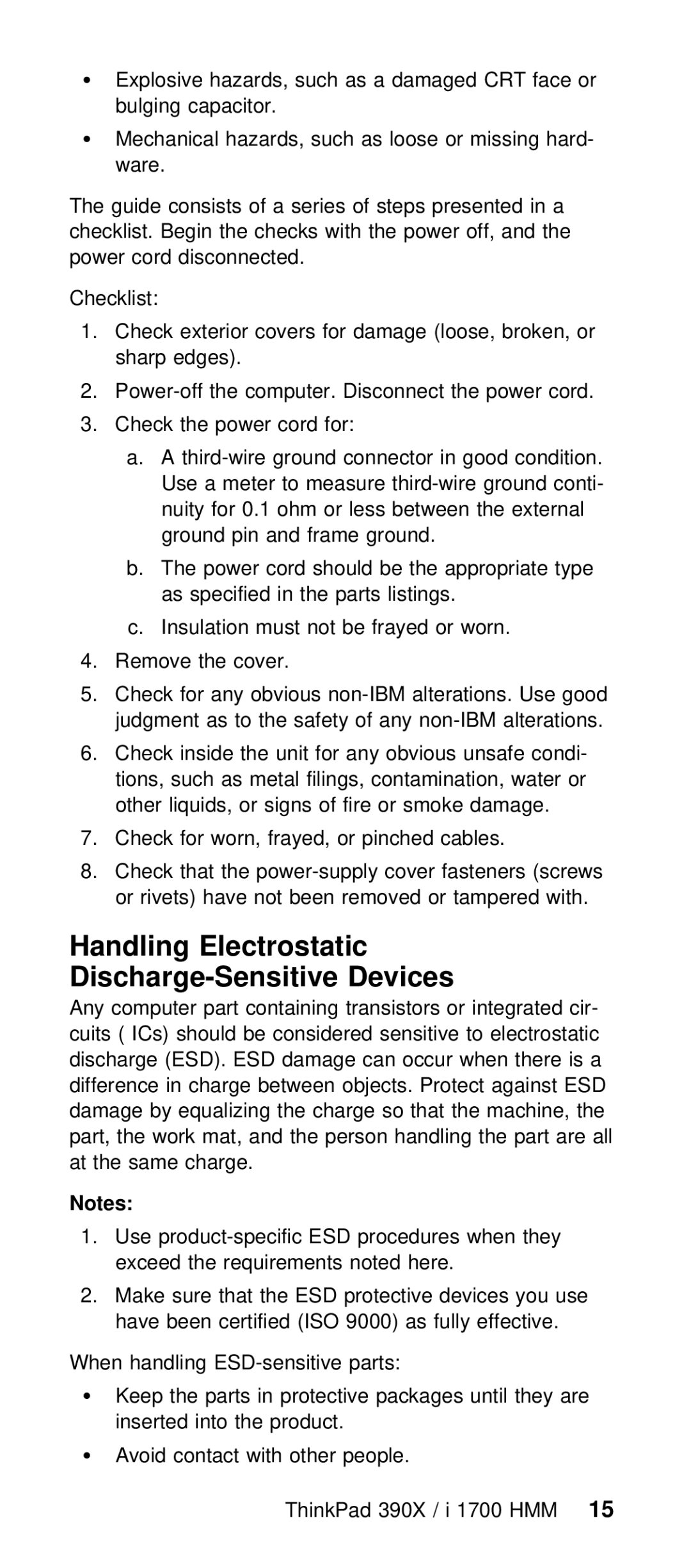 IBM I 1700 manual Handling Electrostatic Discharge-Sensitive Devices 