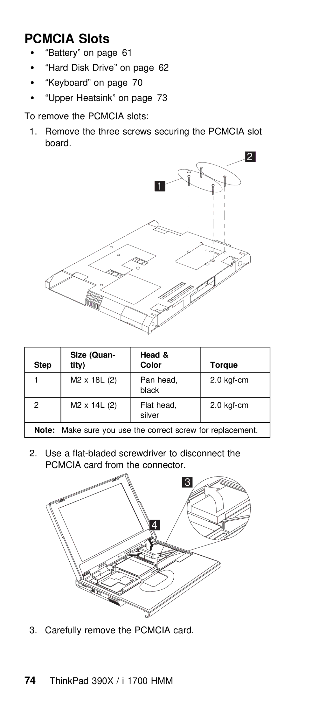 IBM I 1700 manual Pcmcia Slots 