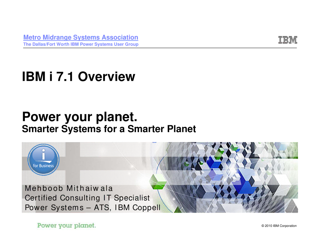 IBM I 7.1 manual IBM i 7.1 Overview Power your planet 