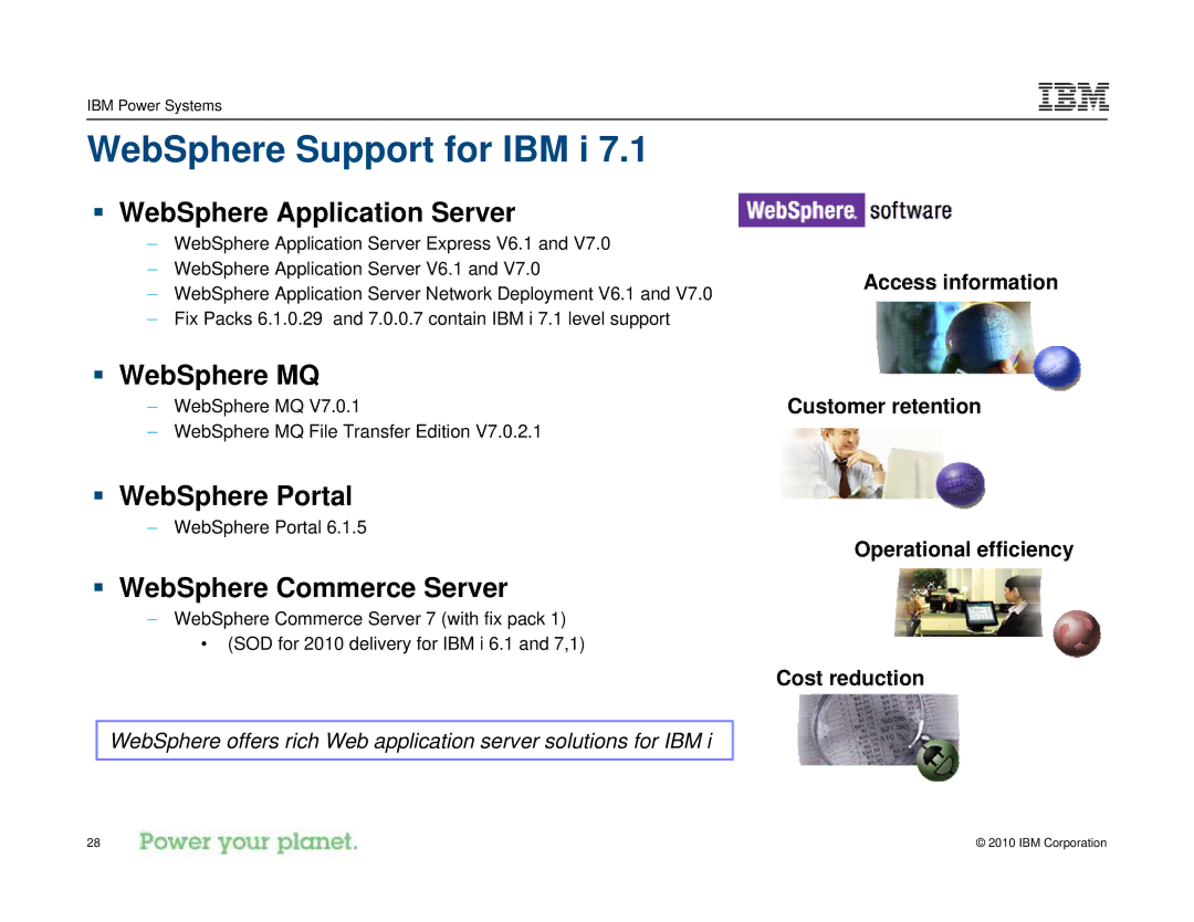 IBM I 7.1 manual WebSphere Support for IBM i, ƒ WebSphere Application Server, ƒ WebSphere MQ, ƒ WebSphere Portal 