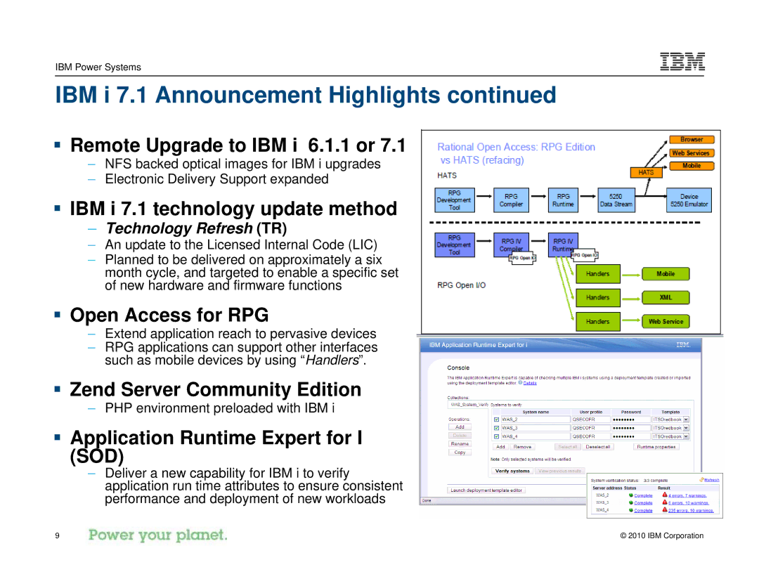 IBM I 7.1 manual ƒ Remote Upgrade to IBM i 6.1.1 or 