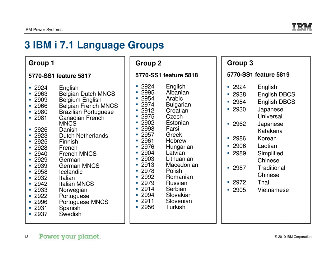 IBM I 7.1 manual IBM i 7.1 Language Groups, 5770-SS1 feature, Danish 