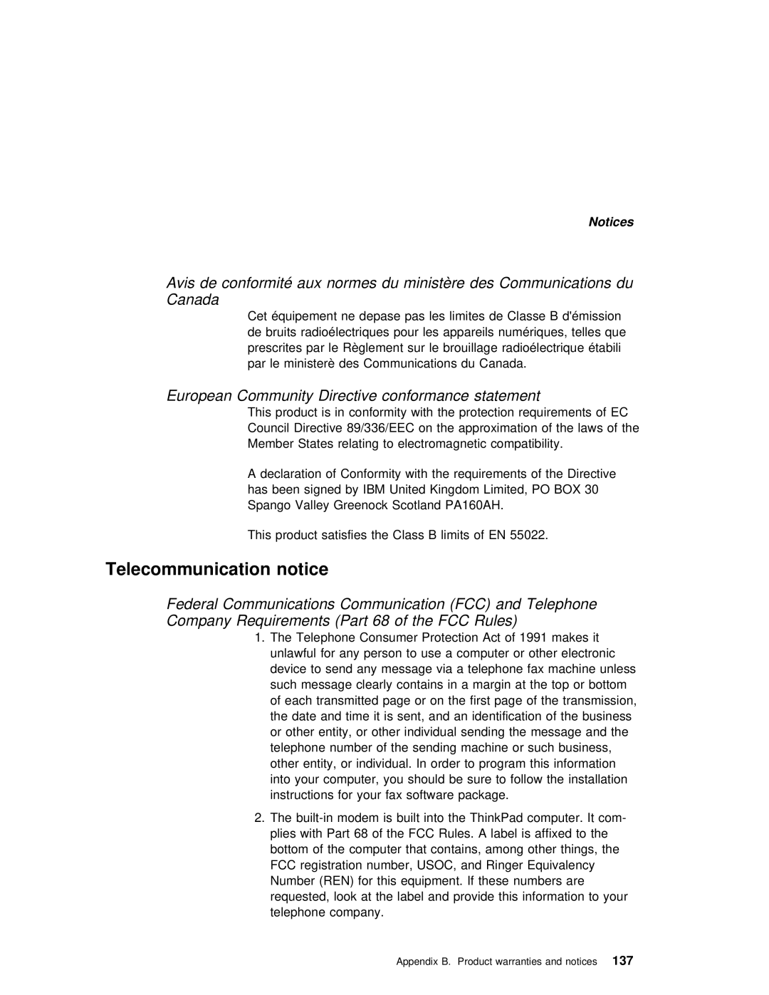 IBM i Series 1300, i Series 1200 manual Telecommunication notice, European Community Directive conformance statement, Rules 