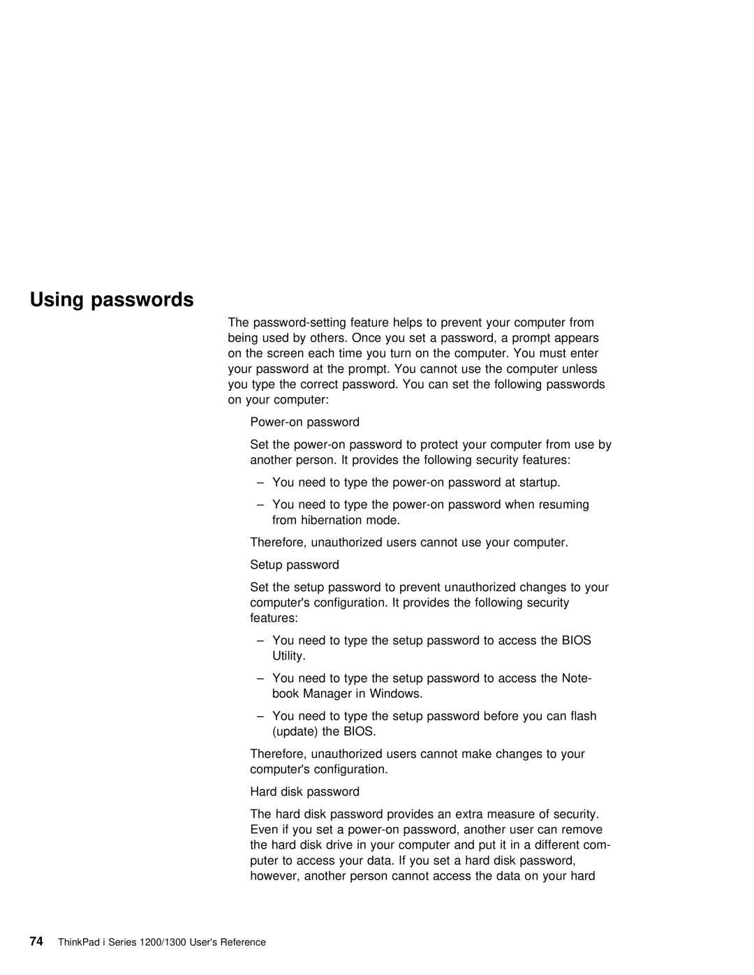 IBM i Series 1200, i Series 1300 manual Using passwords 