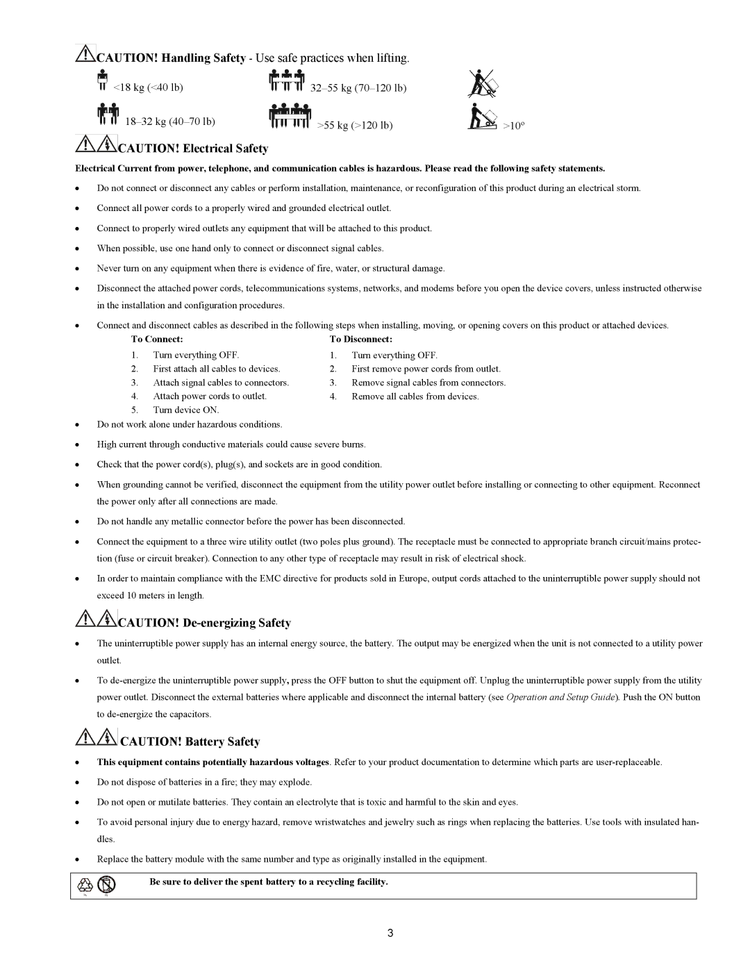 IBM IBM UPS 7500XHV, IBM UPS 10000XHV setup guide 18 kg 40 lb Kg 70-120 lb Kg 40-70 lb 55 kg 120 lb 10º 