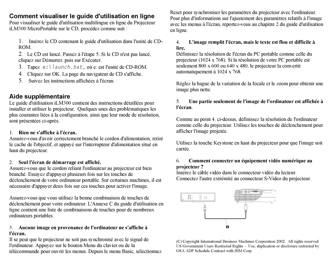 IBM ILM300 manual Comment visualiser le guide dutilisation en ligne, Aide supplémentaire, Rien ne saffiche à lécran 