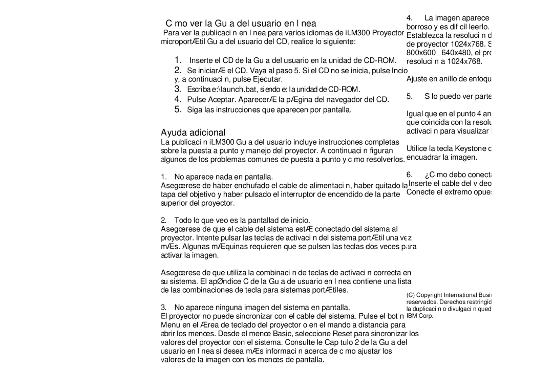 IBM ILM300 manual Cómo ver la Guía del usuario en línea 