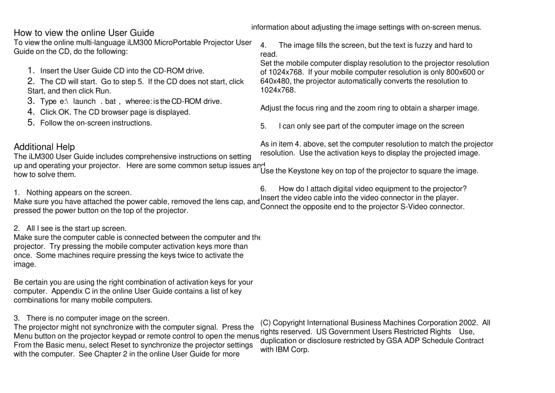 IBM ILM300 manual How to view the online User Guide 