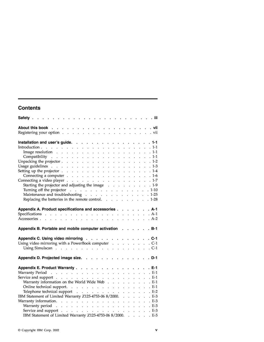 IBM ILC200, ILV200 manual Contents 