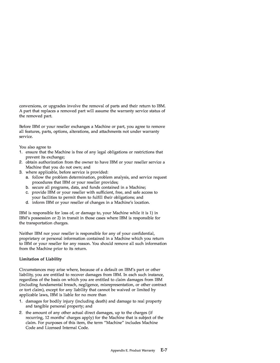 IBM ILC200, ILV200 manual Limitation of Liability 