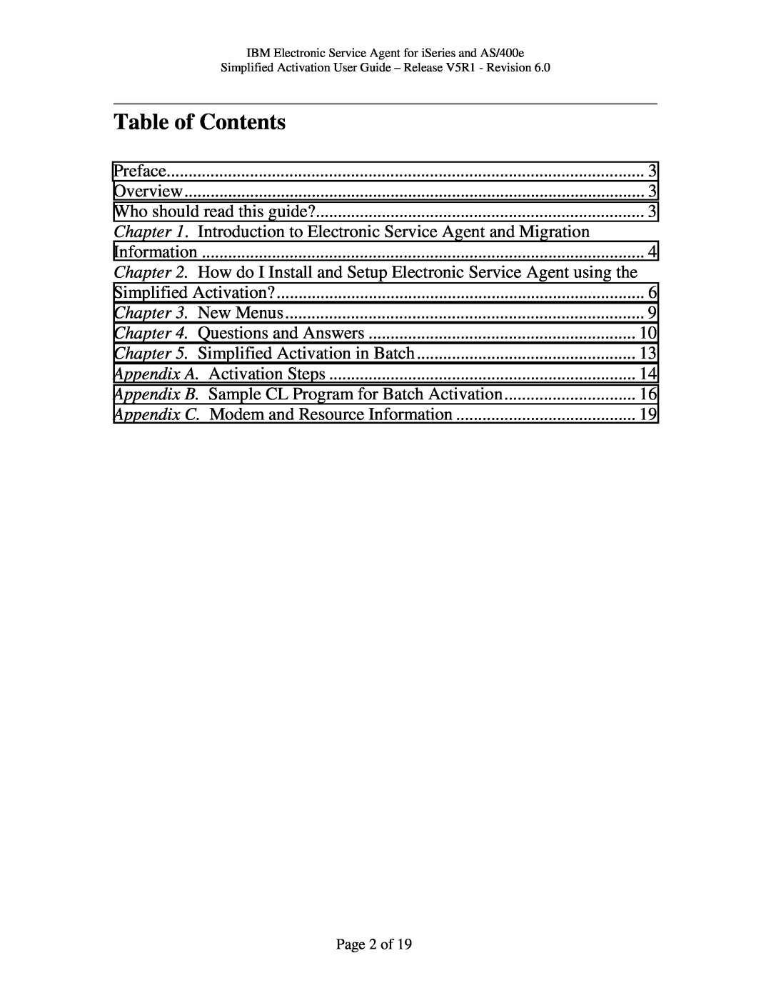 IBM PTF SF67624, iSeries, V5R1 manual Table of Contents, Chapter 