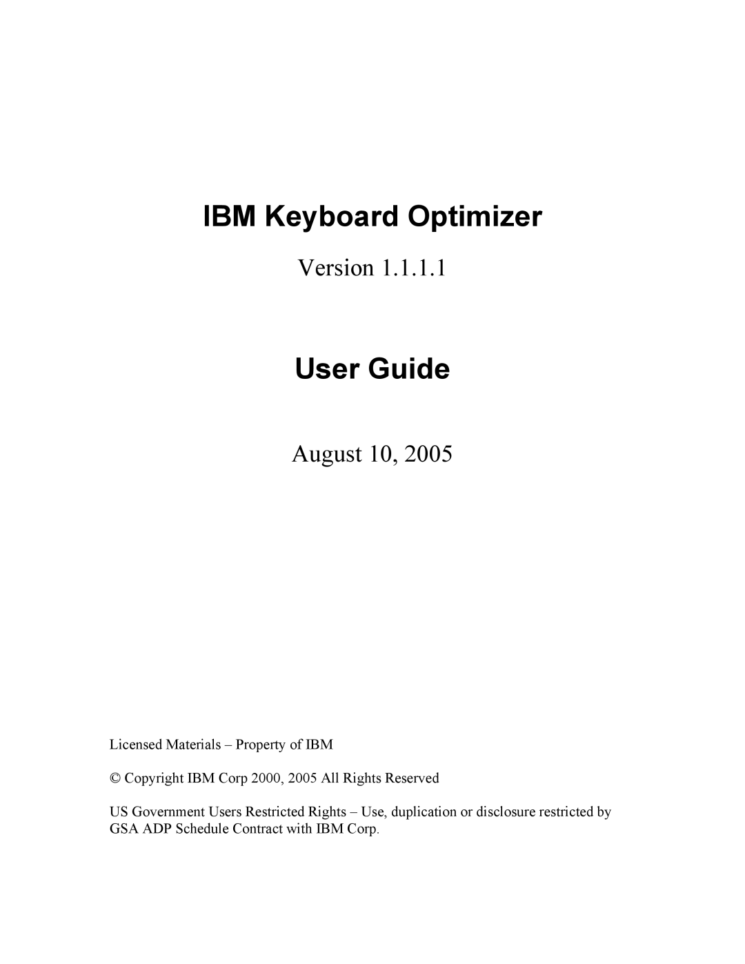 IBM manual IBM Keyboard Optimizer 