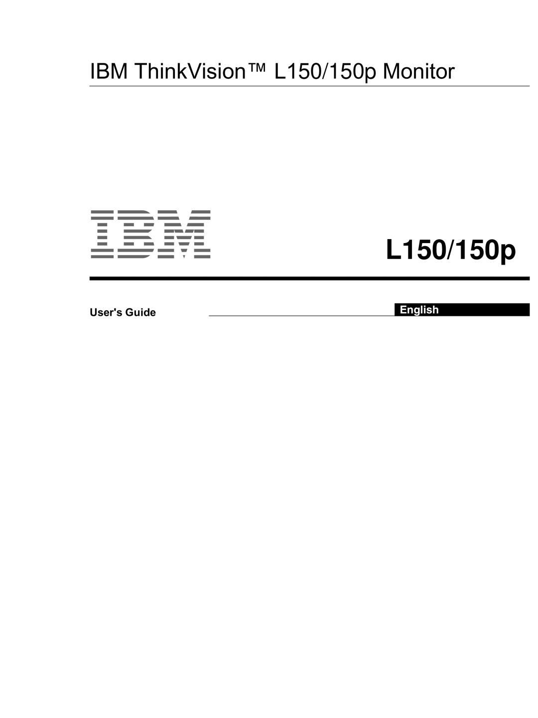 IBM L150P manual IBM ThinkVision L150/150p Monitor 