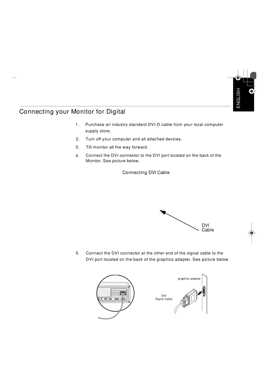 IBM L150P manual Connecting your Monitor for Digital, Dvi 