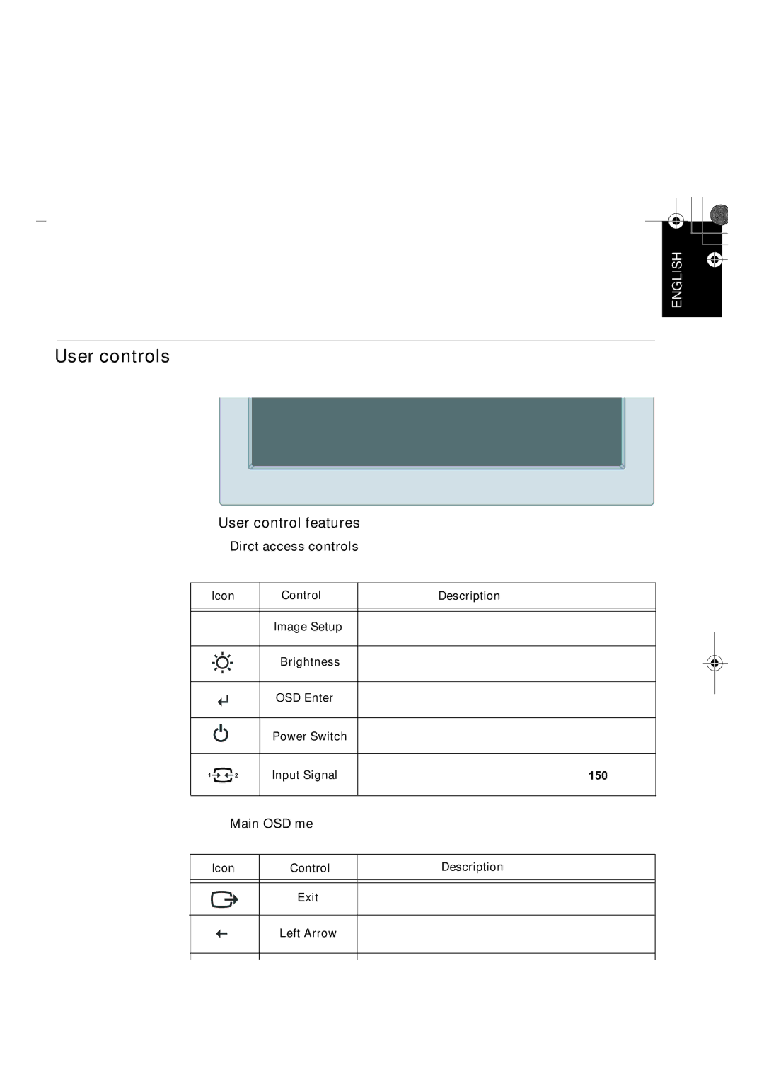 IBM L150P manual Adjusting Your LCD Monitor, User controls, User control features, Input Signal 