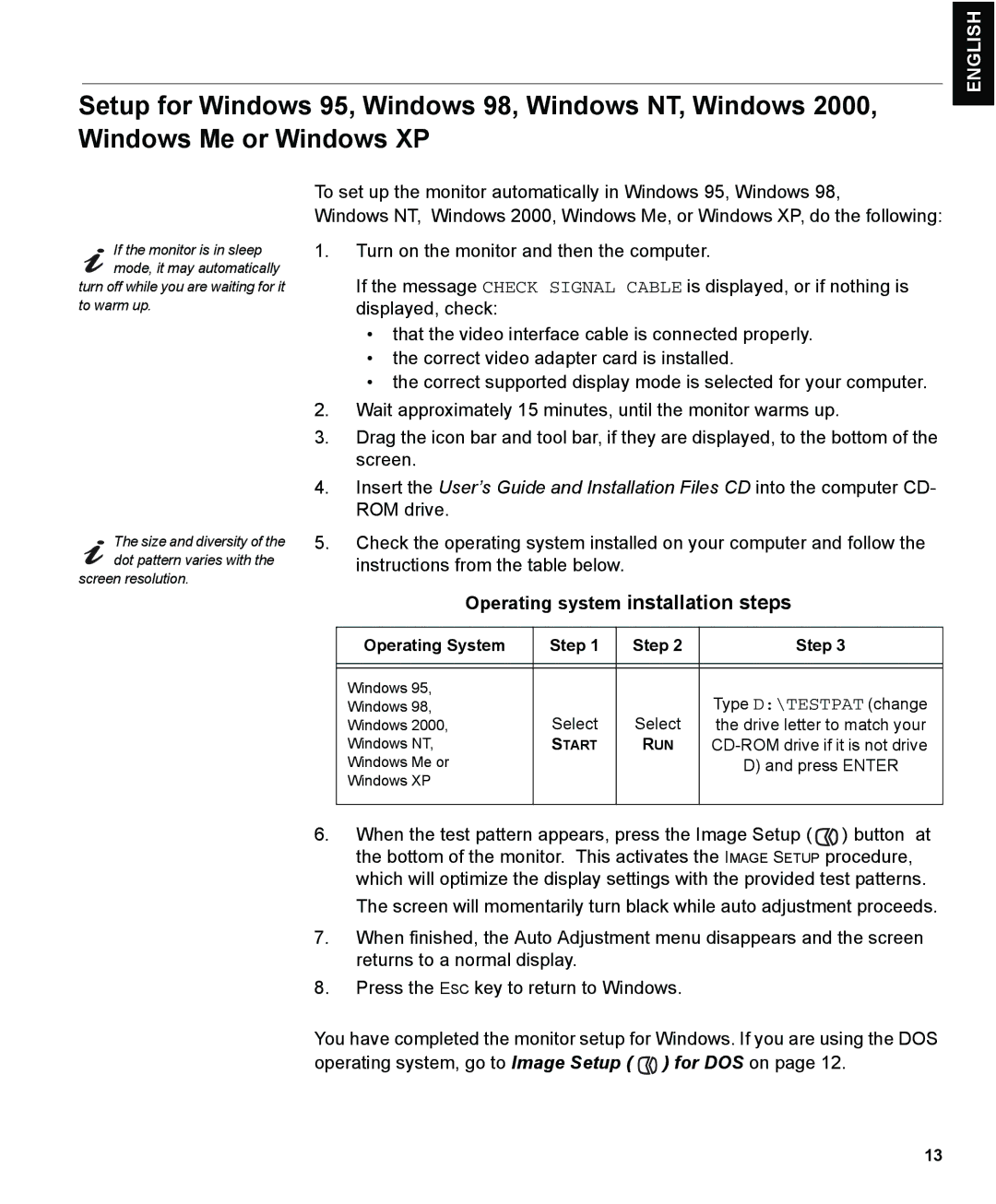 IBM L150 manual Operating system installation steps, Operating System Step 