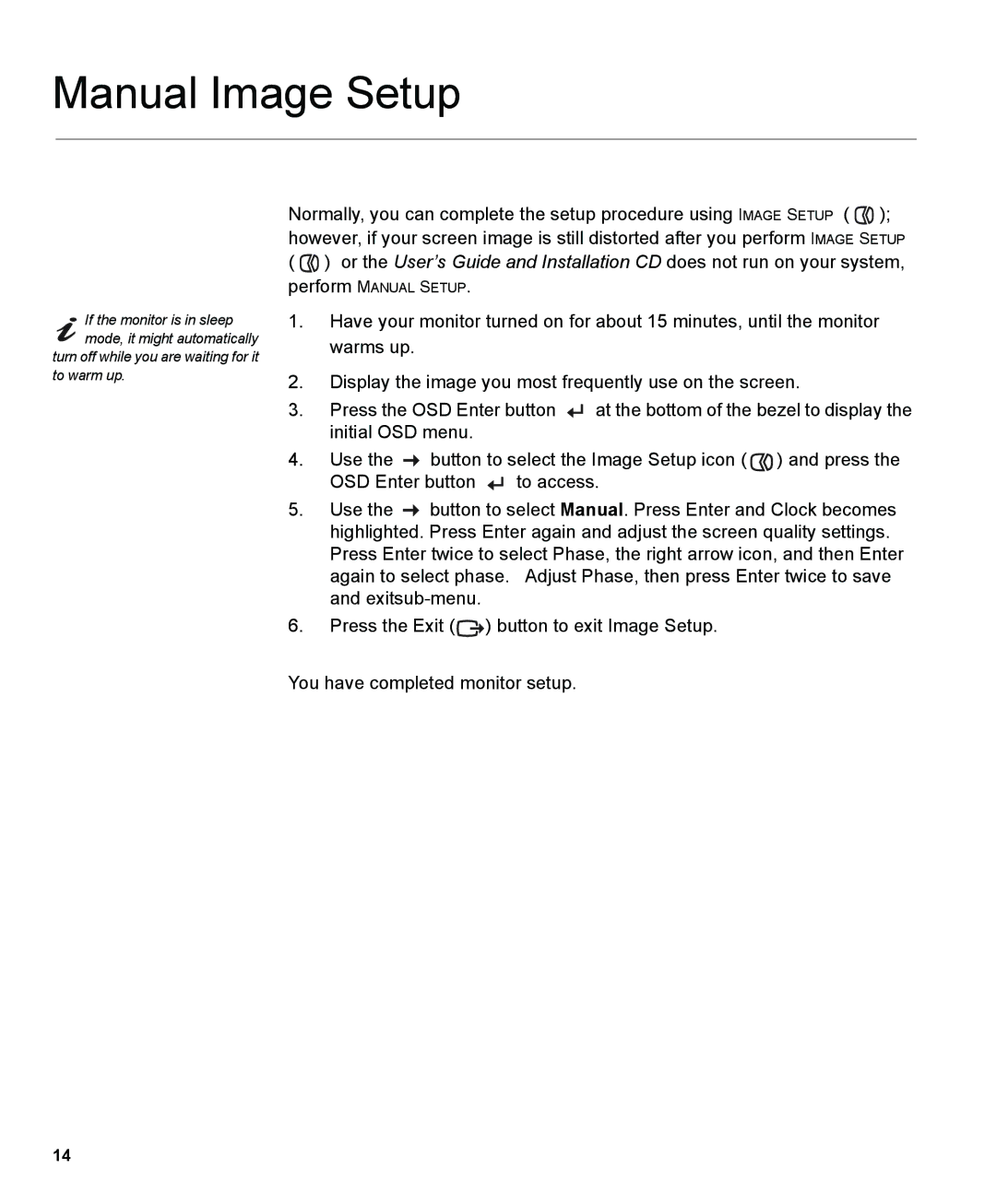 IBM L150 manual Manual Image Setup 