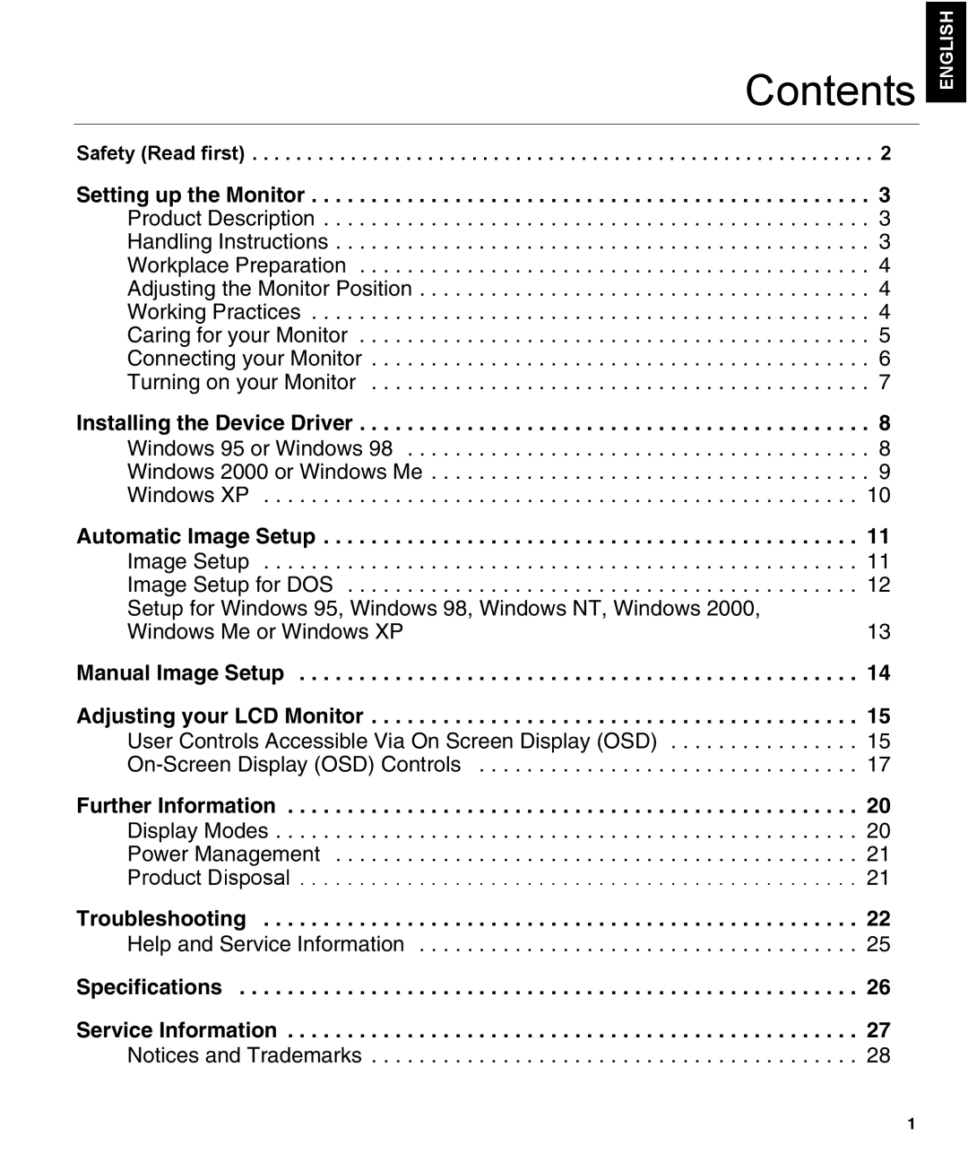 IBM L150 manual Contents 