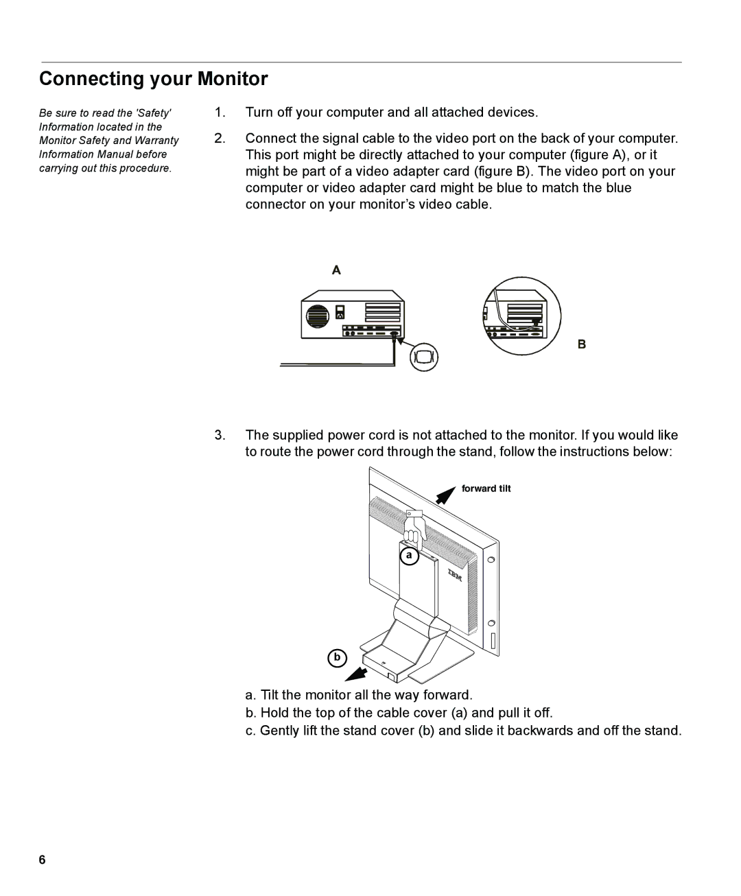 IBM L150 manual Connecting your Monitor 