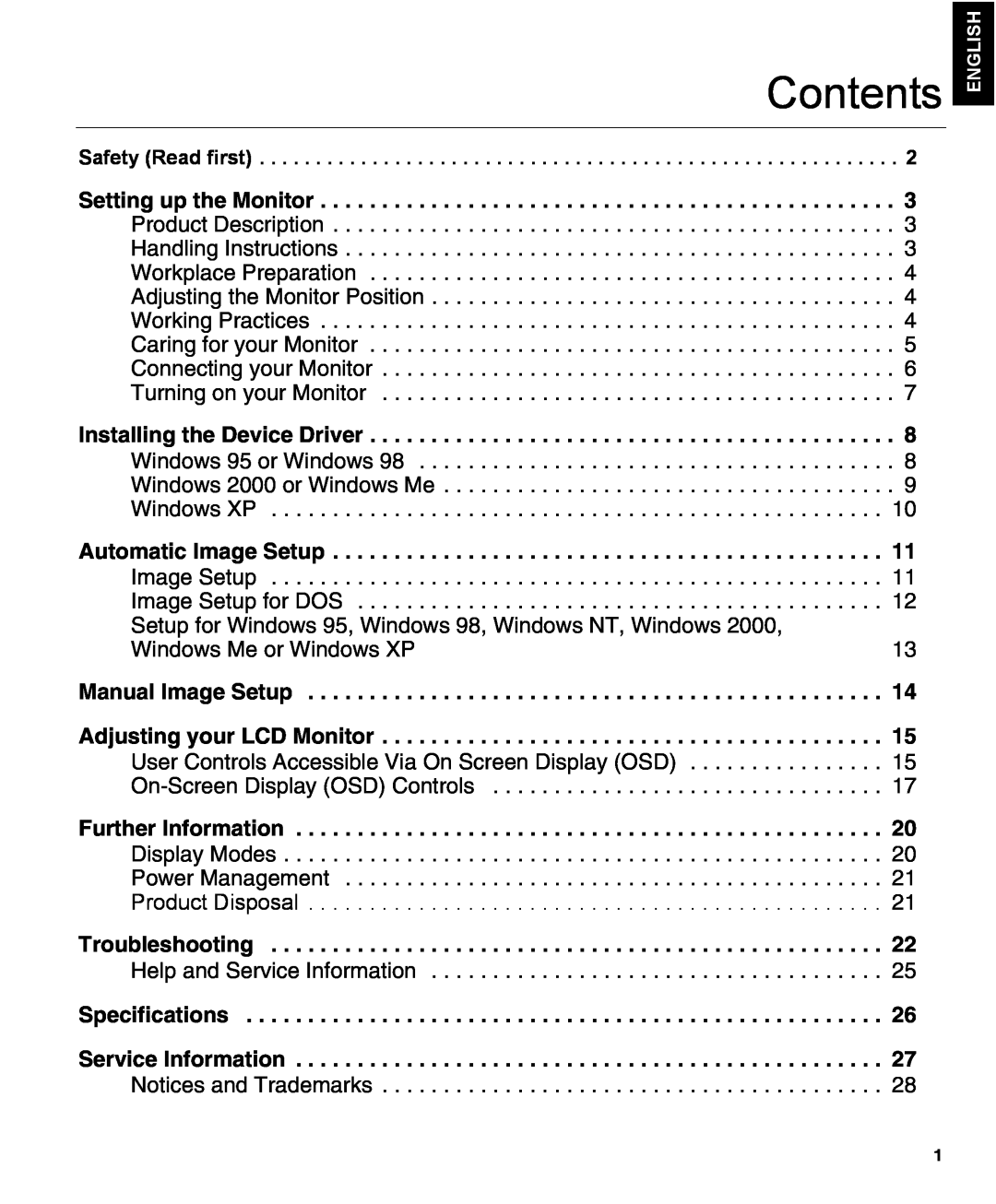 IBM L150 manual Contents 