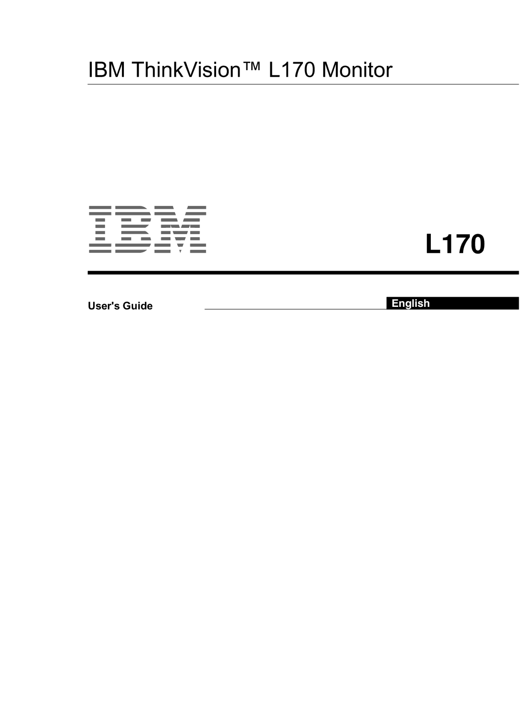 IBM manual IBM ThinkVision L170 Monitor 