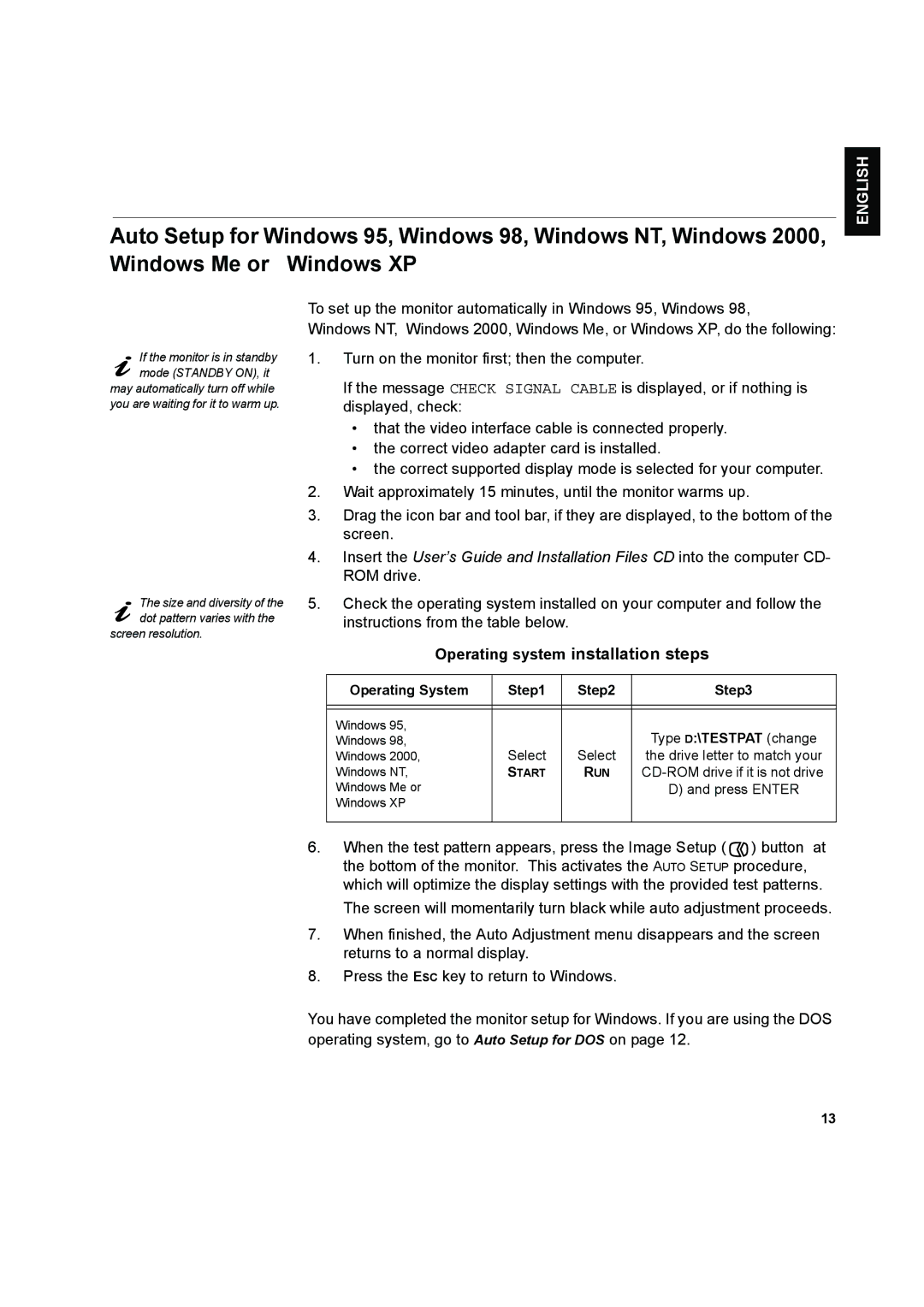 IBM L170 manual Operating system installation steps, Operating System 