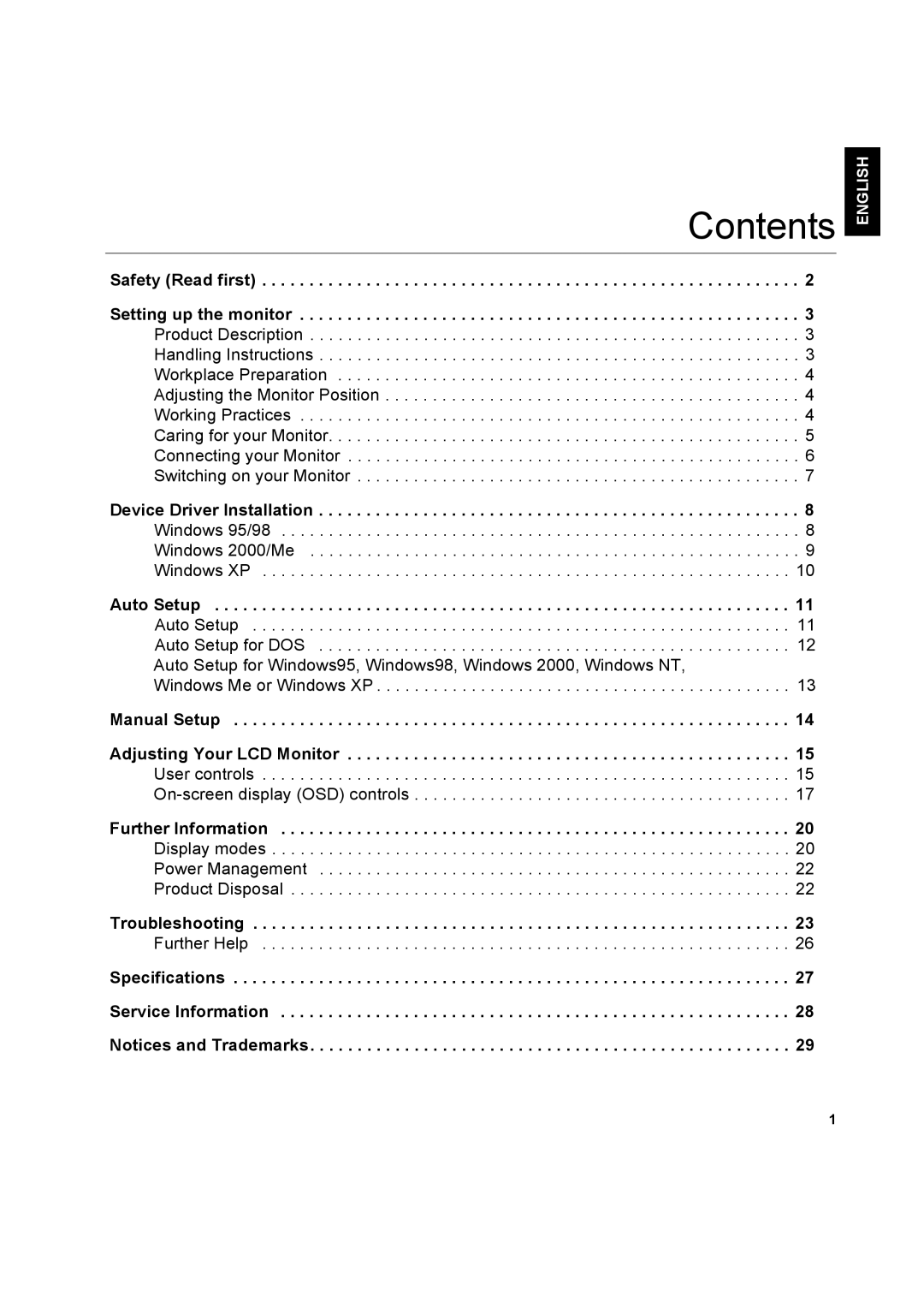 IBM L170 manual Contents 