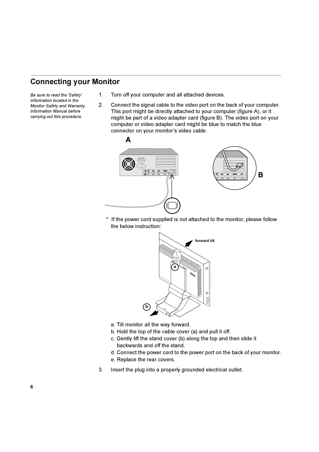 IBM L170 manual Connecting your Monitor 